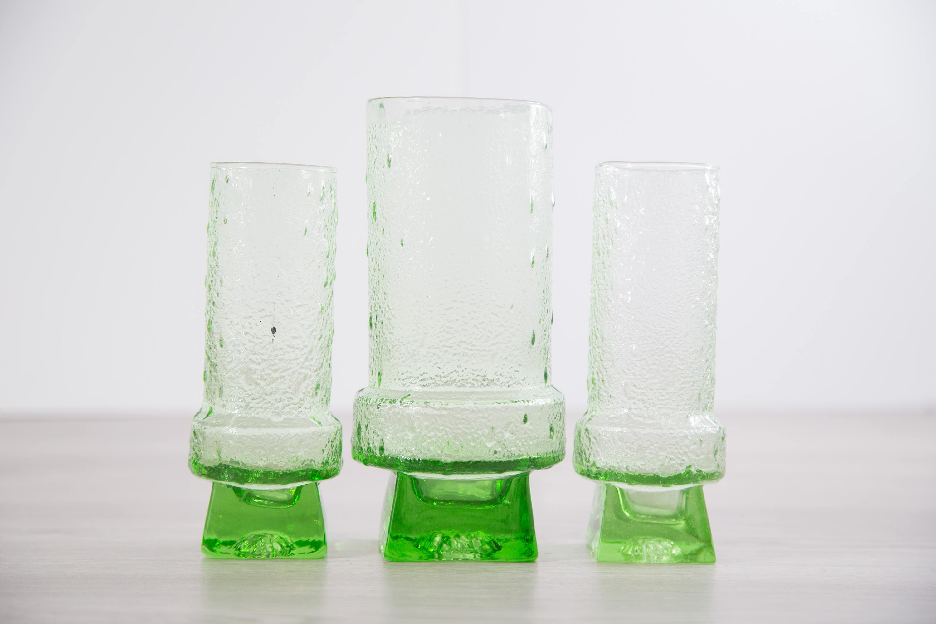 Vintage Green Glass Bar Set / 1960's Mid Century Mod Pitcher and