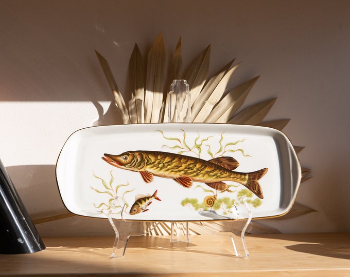 Vintage Karlsbad Fish Plate - Manufaktur Atelier Czech Porcelan - Fathers Day Gift - Czechoslovakia Porcelain