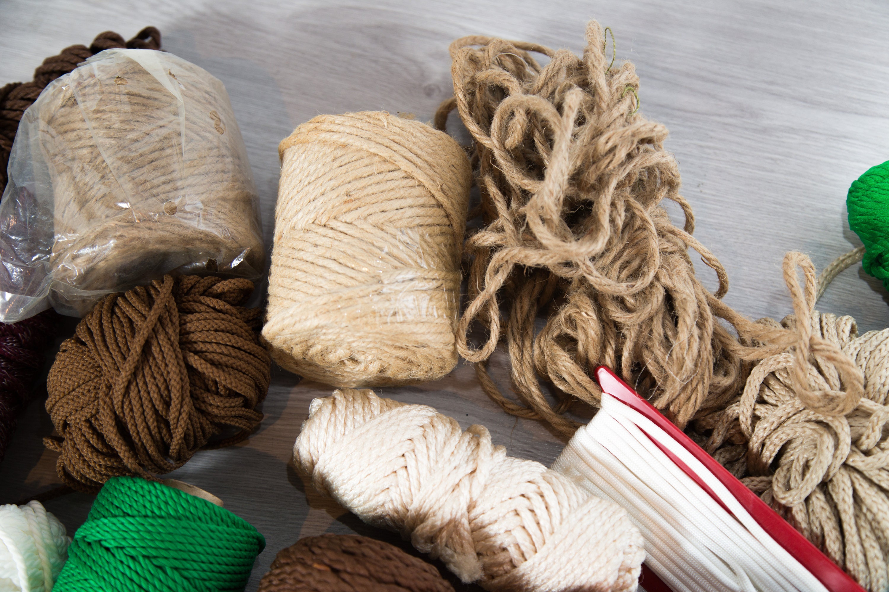 Vintage Macrame Twine /Lot of Macrame Supplies including beads and Owl