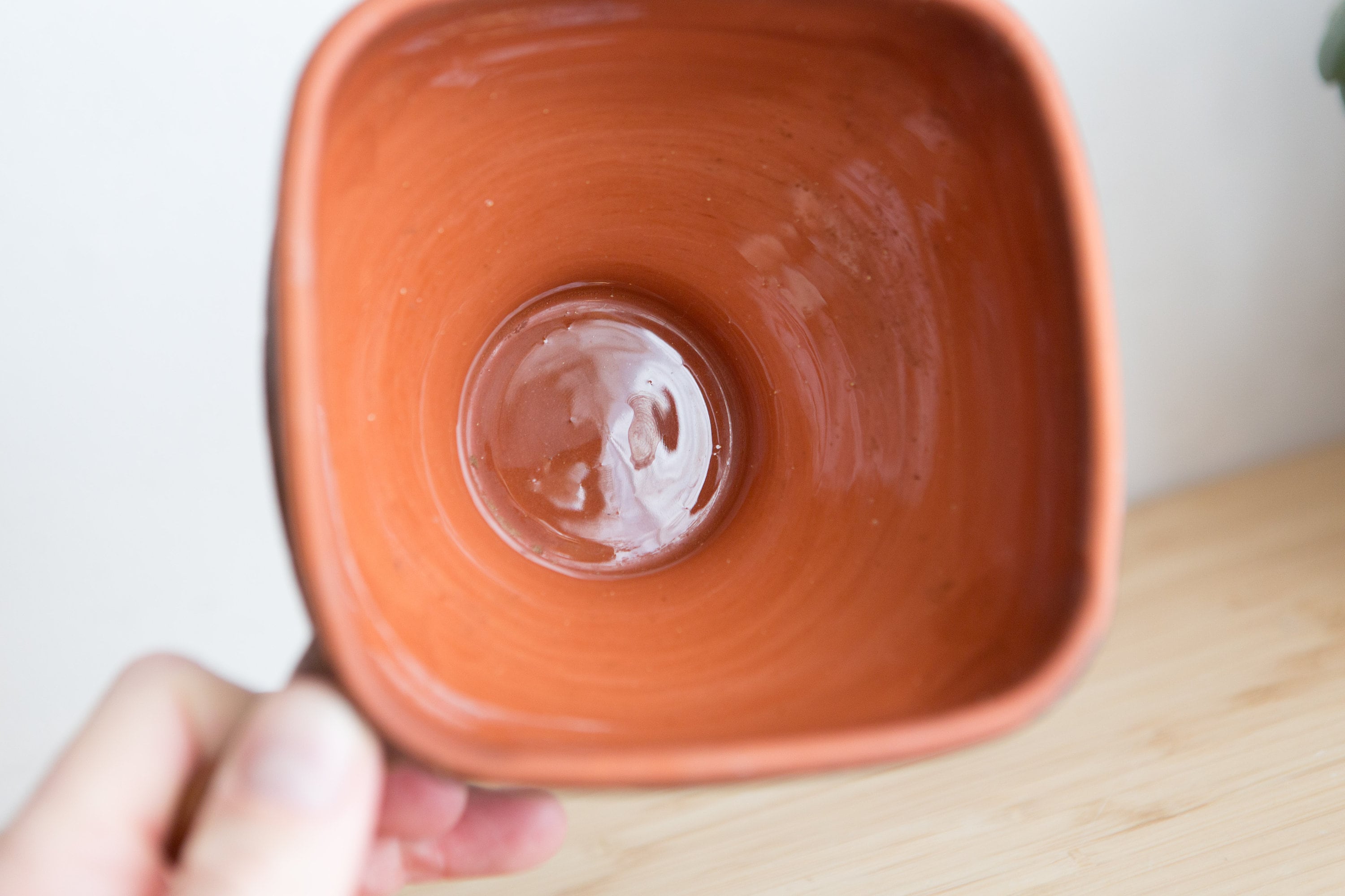 Minimalist Vintage Rust Glazed Ceramic Bowl Signed at Bottom Brown