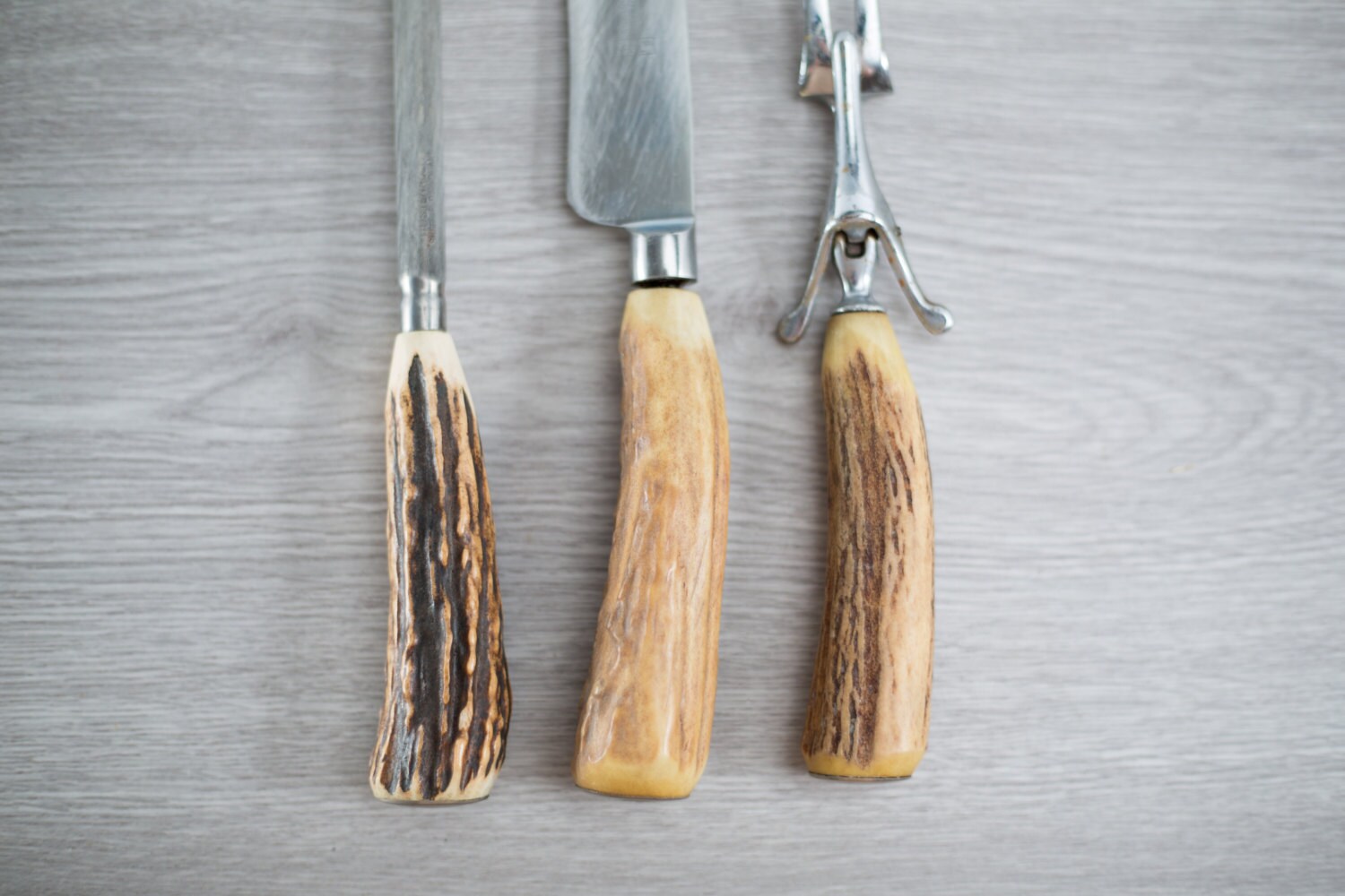 Turkey Carving Set / 3Piece Vintage Wostenholm Knife, Fork, Sharpeper