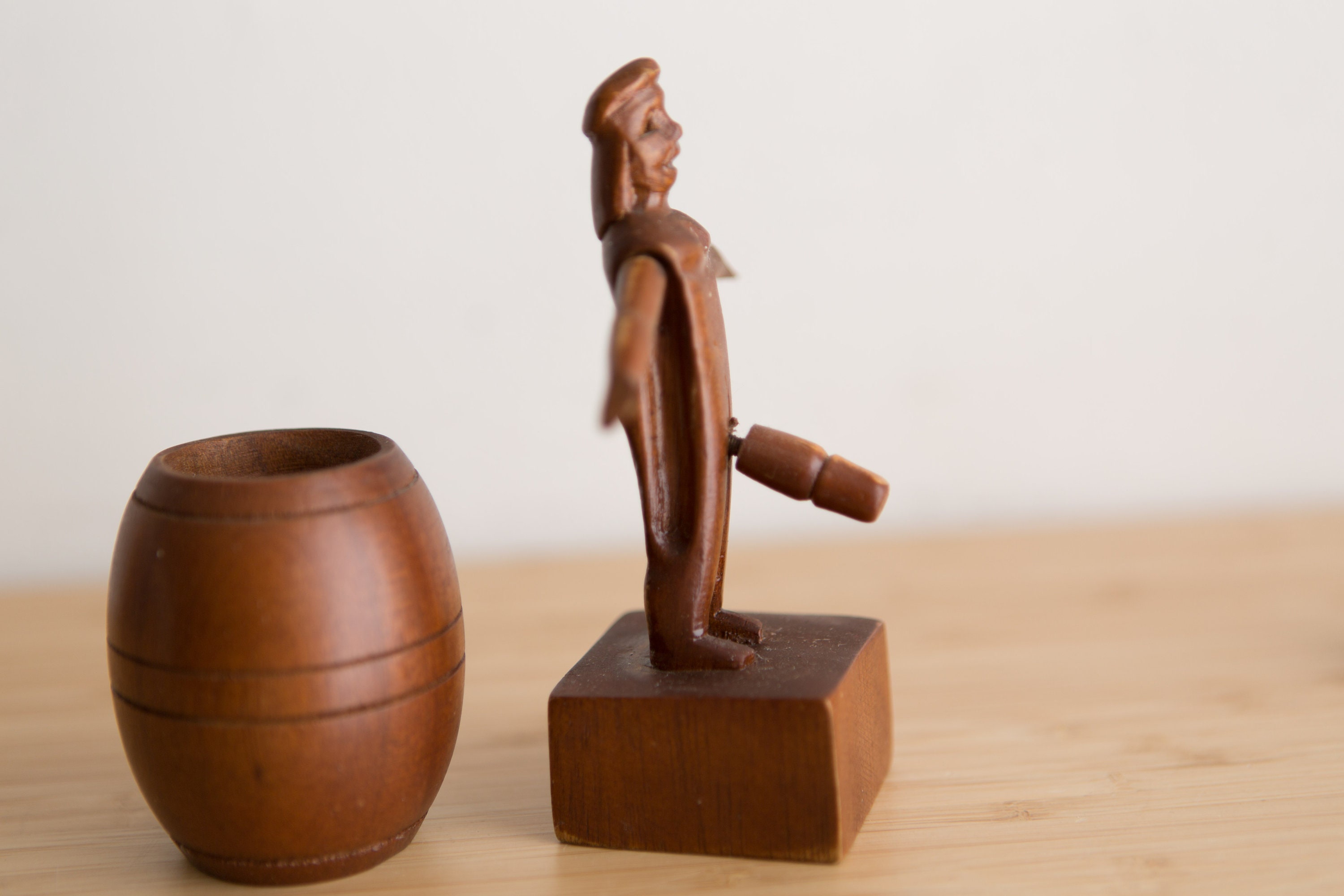 Vintage Naked Man In Wooden Barrel With Pop Up Penis Adult Novelty Gift Erotic Phallic Funny