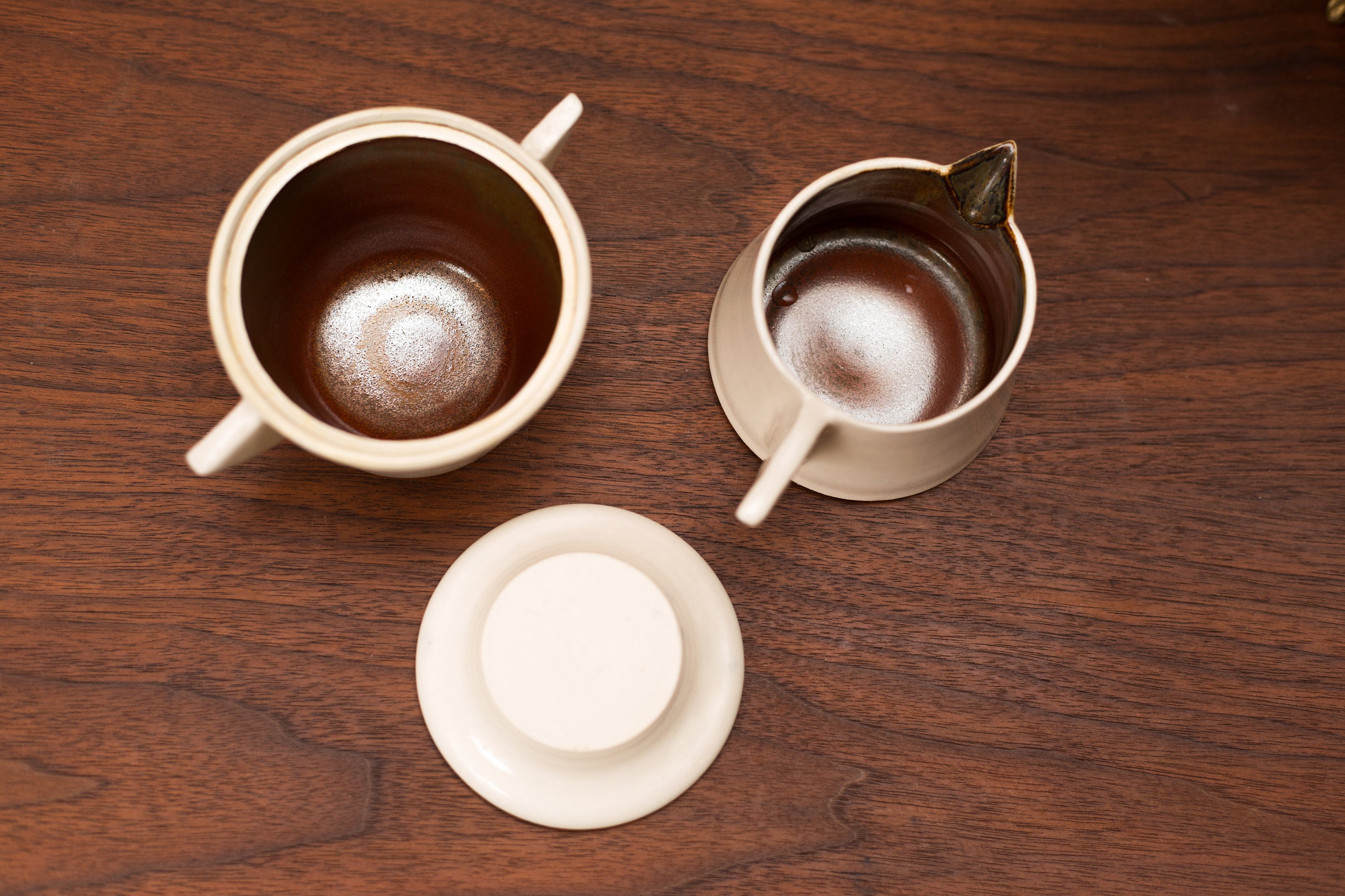 Handmade Sugar and Creamer Set Studio Pottery Art Ceramic Cream Glaze