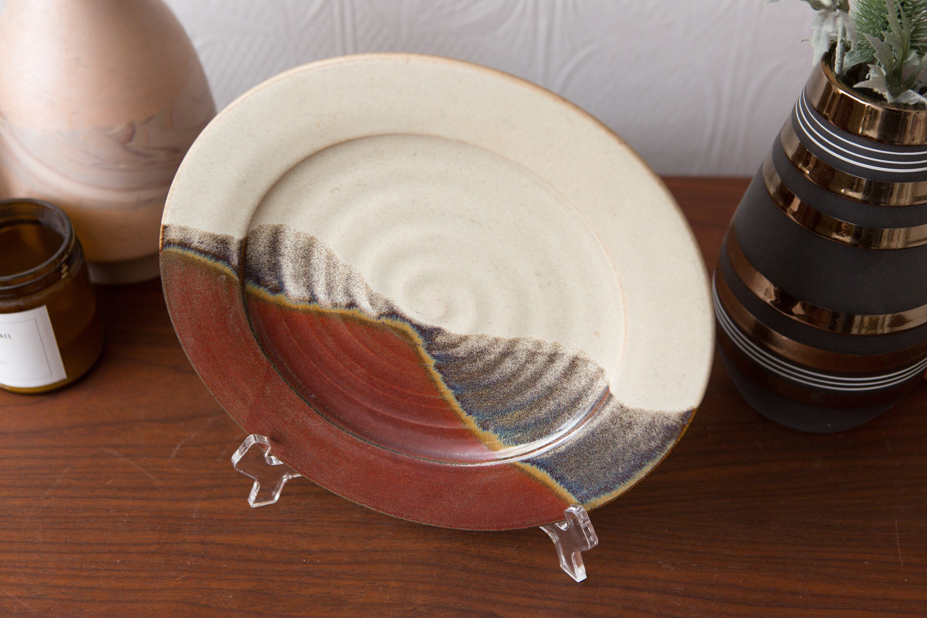 Handmade Ceramic Plate Vintage Wall Plate Sand Dunes Sediment or