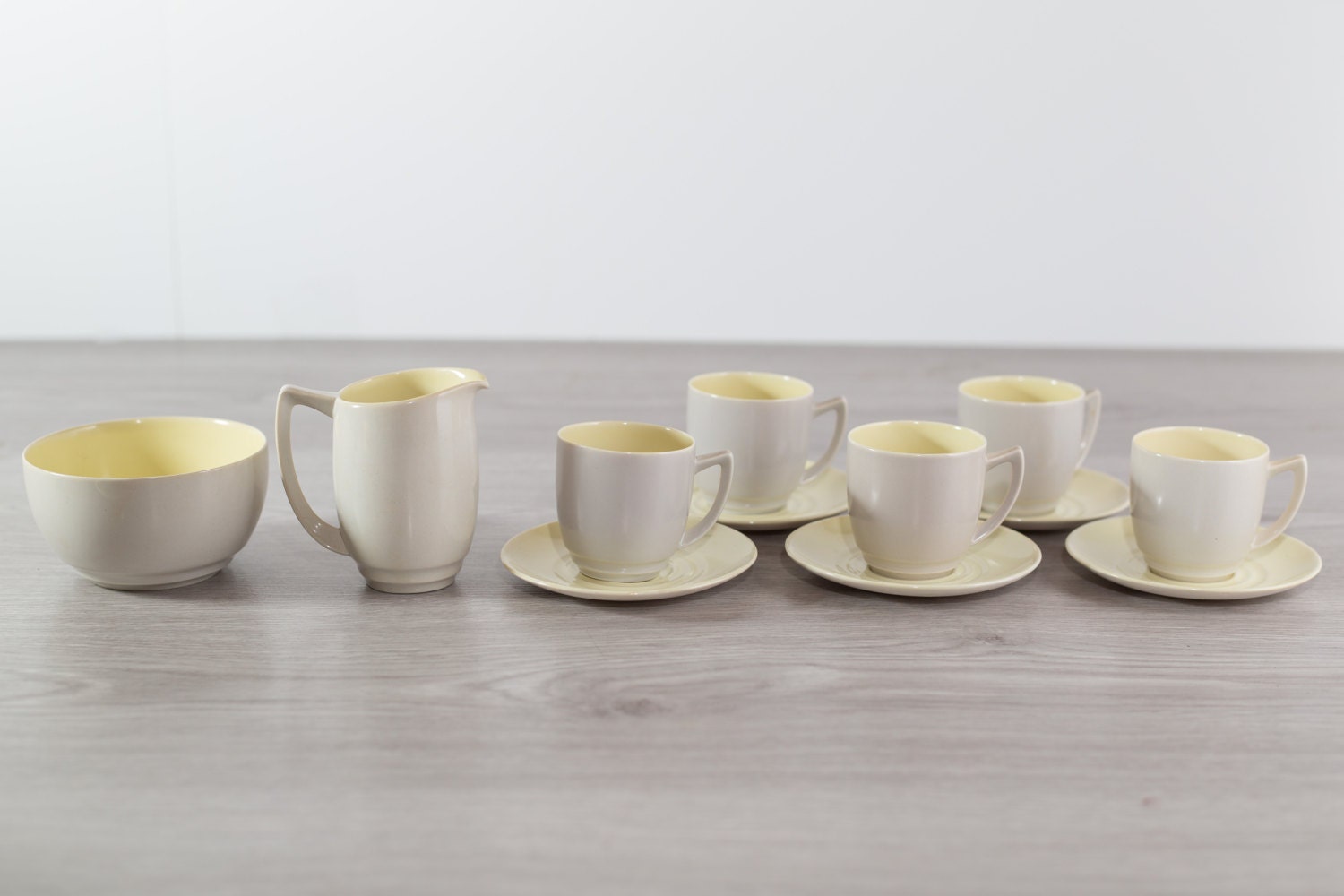 5 Branksome China Espresso or Tea Cups and Creamer and Sugar Set in