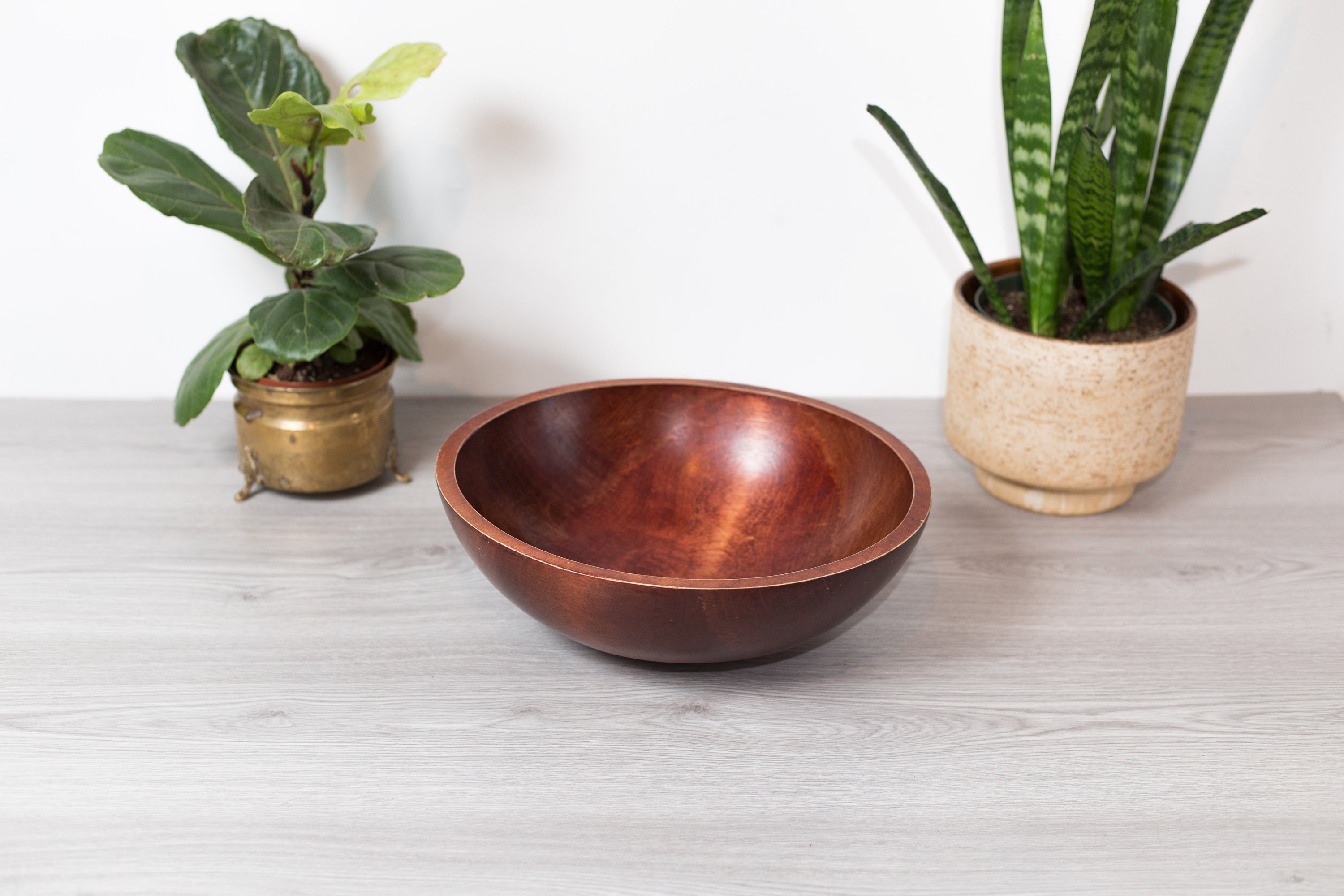 Large Wood Salad Bowl / 1960's Vintage Solid Maple Wood Baribocraft