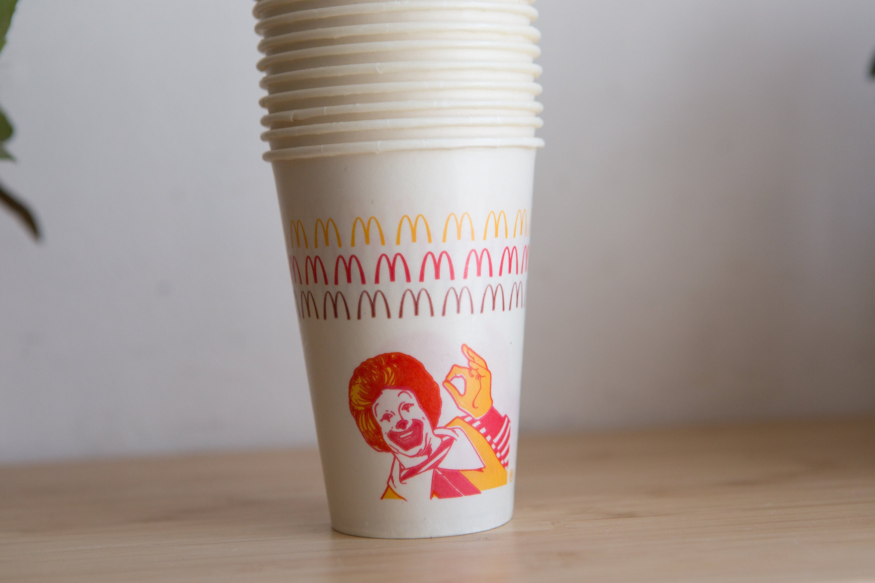 34 Vintage 80's McDonald's WaxedSmall Cups Collectible Retro Font