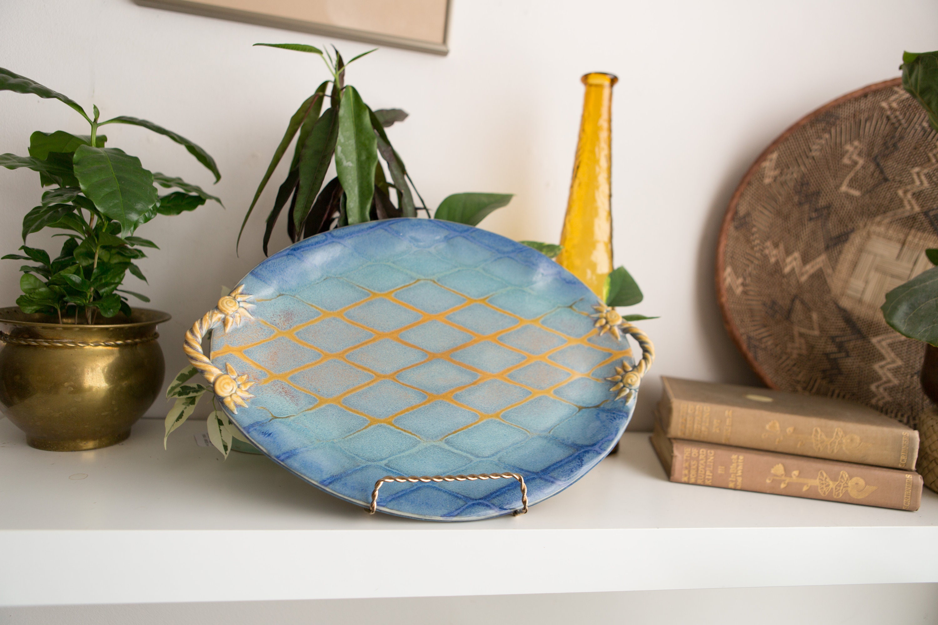 Ceramic Serving Dish Studio Pottery Platter Signed Renata Podlog