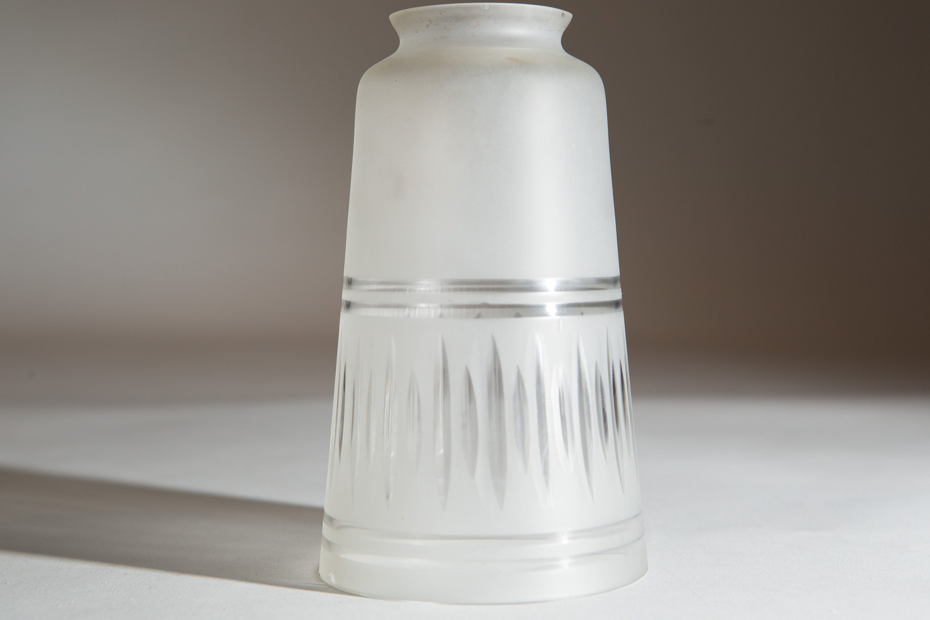 Small Glass Shade with Etched Motifs hand blown Glass Pendant