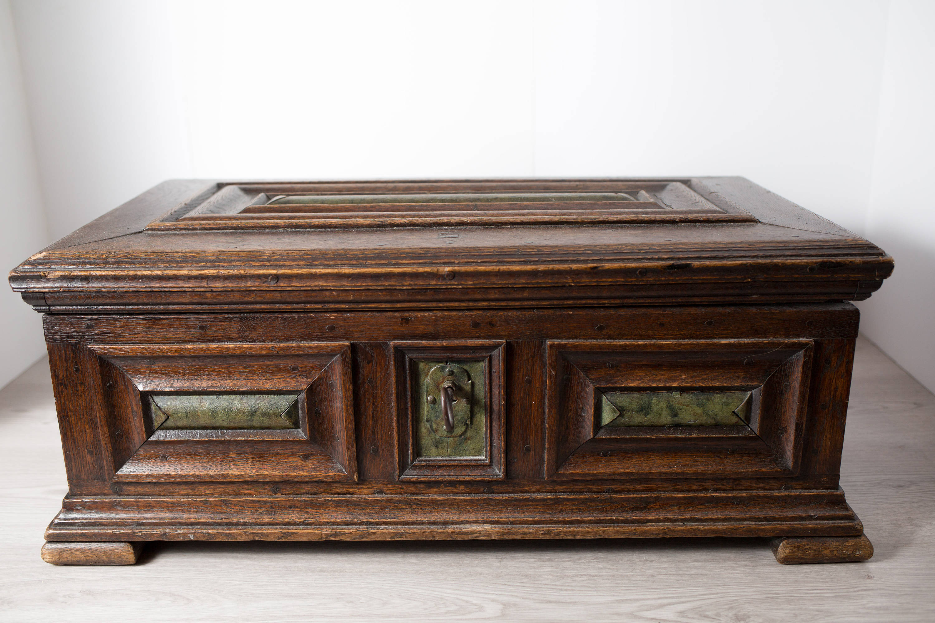 Antique Wood Chest / Hand Carved European Primitive Rustic Wood Storage