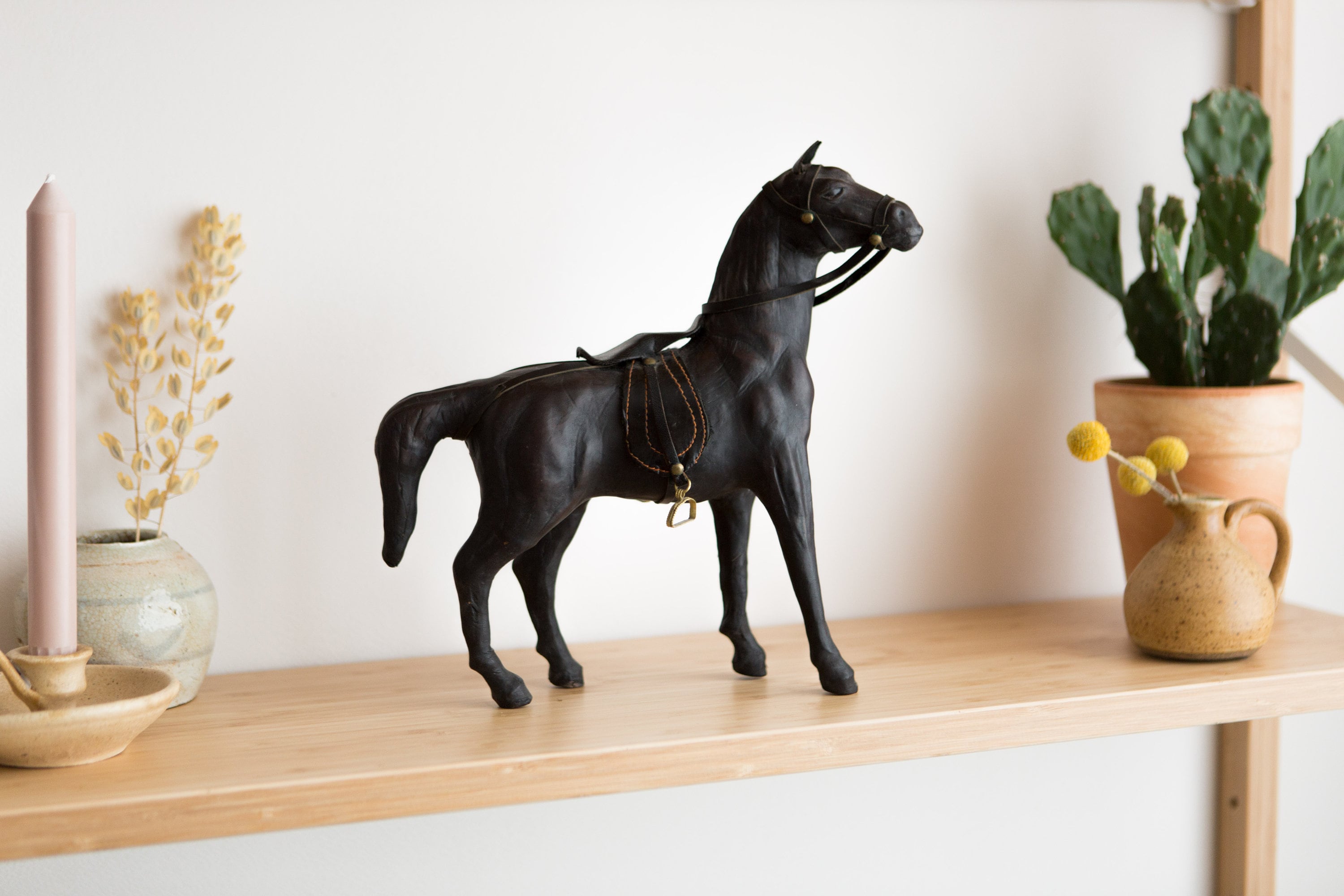 Vintage Leather Horse Brown Equestrian Figurine Antique Edwardian