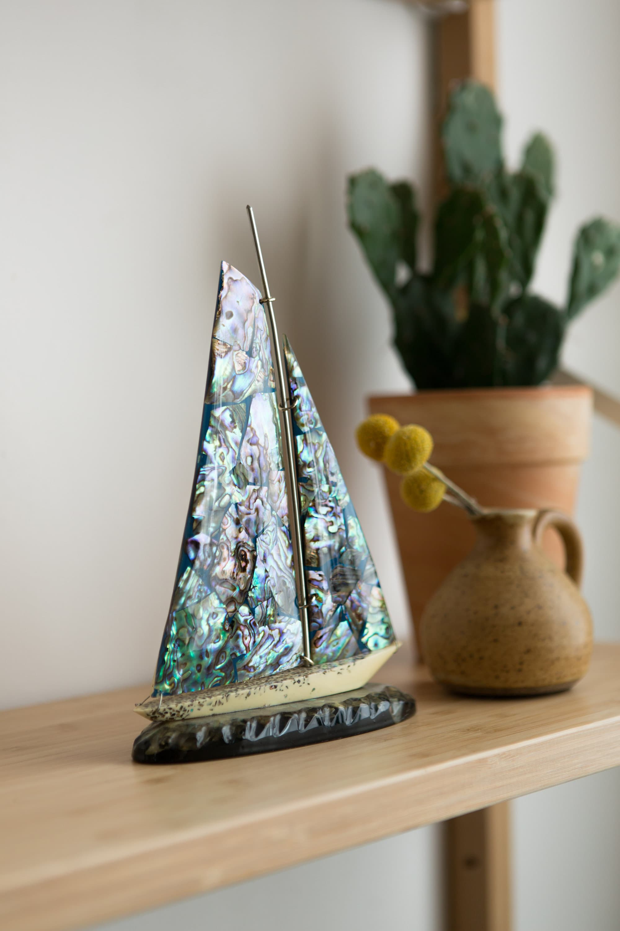 Paua Shell Sailboat Vintage Spinnaker Yacht Sailing Boat Ornament