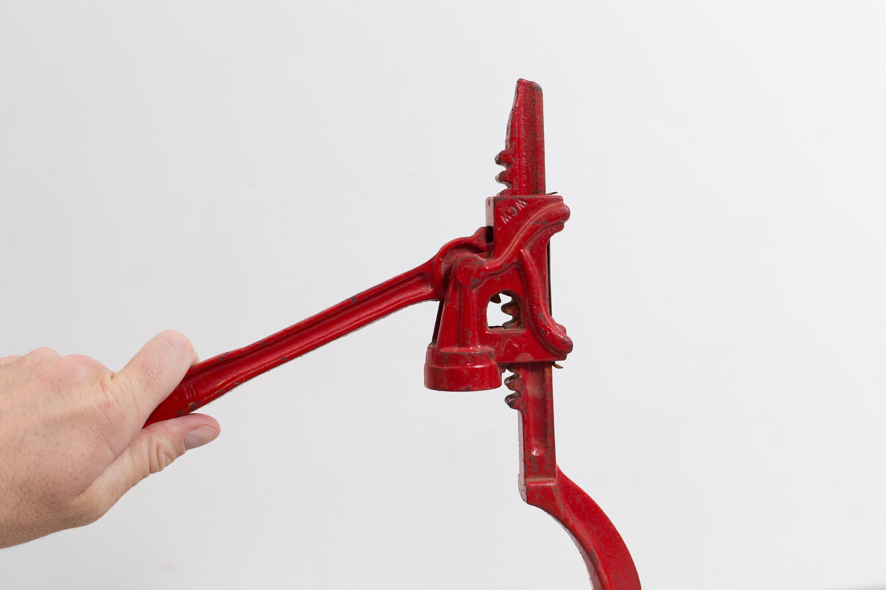 Vintage Bottle Cap Press Red Metal and Wood Soda Beer Bottle Pressure