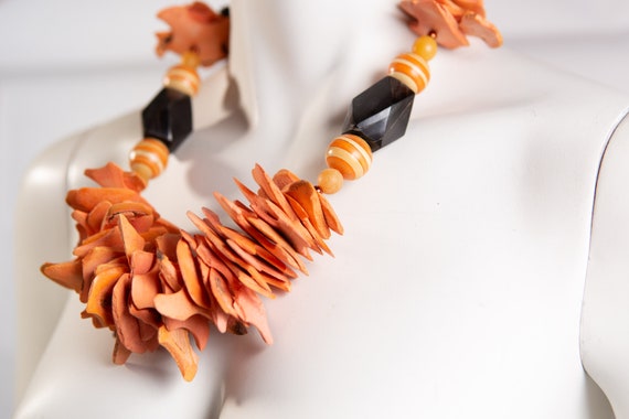 Orange Necklace Pumpkin Orange Beaded Choker Vintage Choker Acrylic Beads Orange Choker Pumpkin Necklace Vintage Necklace