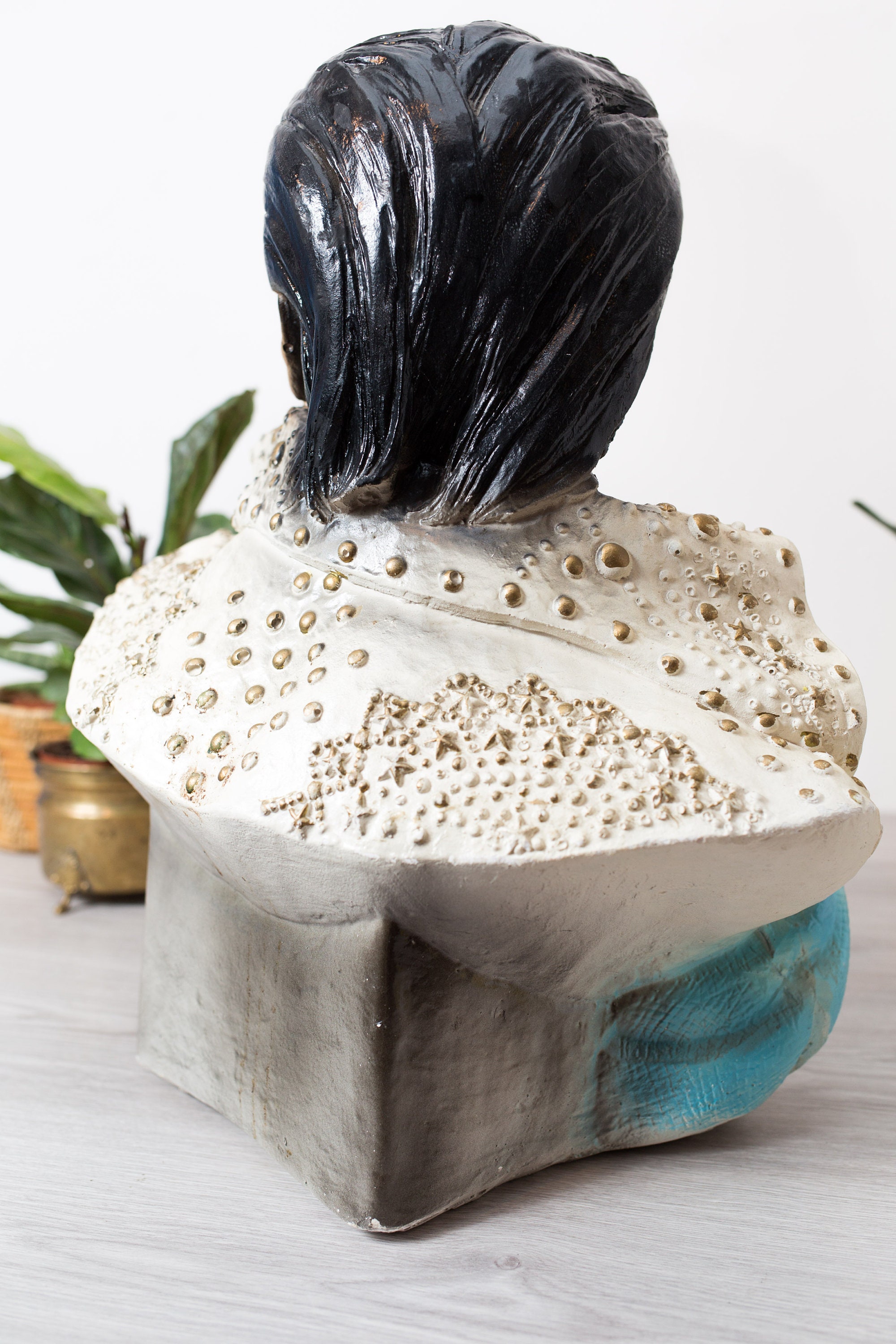 Ceramic Elvis Bust Statue Vintage Retro Art Deco Life Size Statue