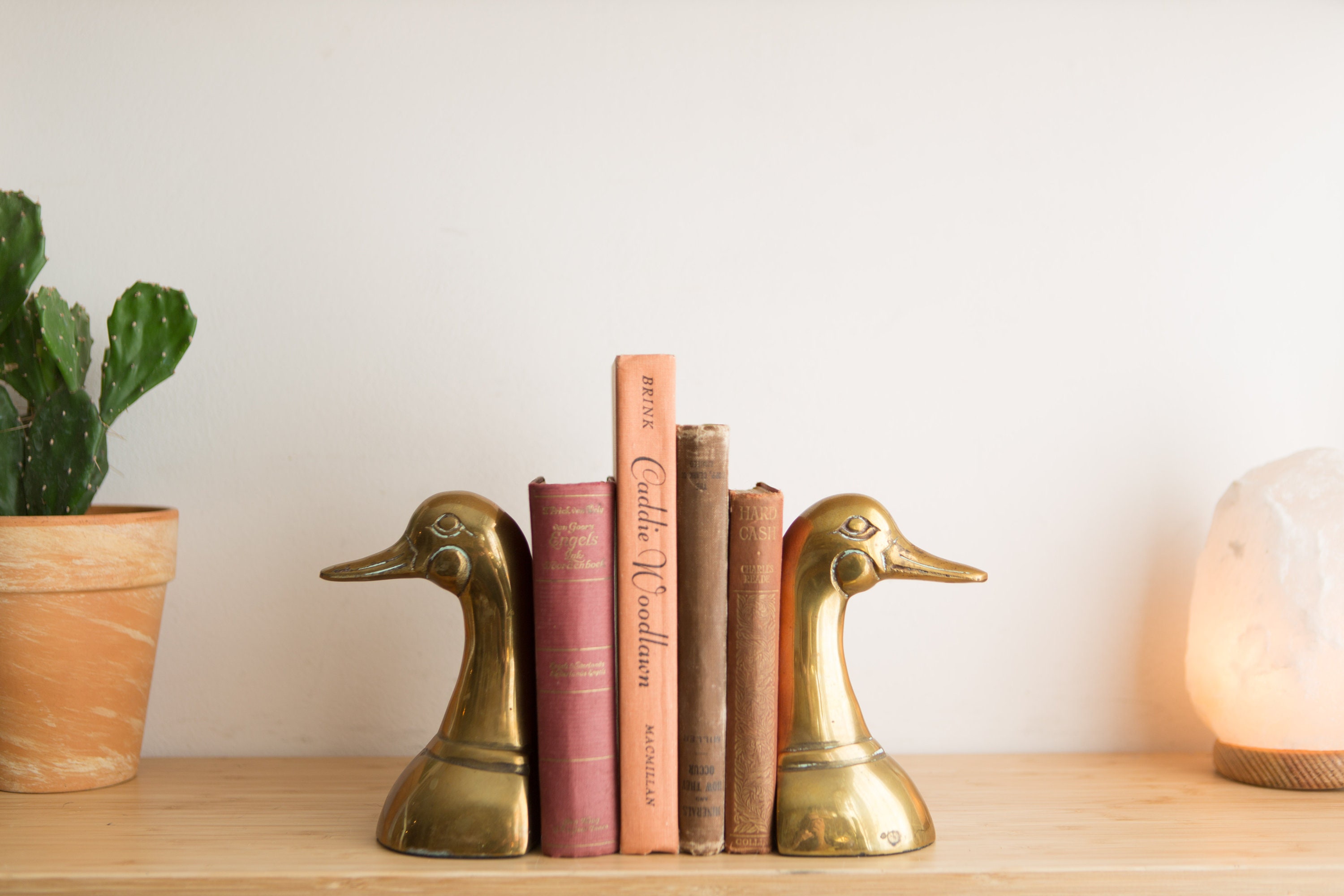 Vintage Duck Bookends Gold Coloured Brass Decor Sand Filled Book