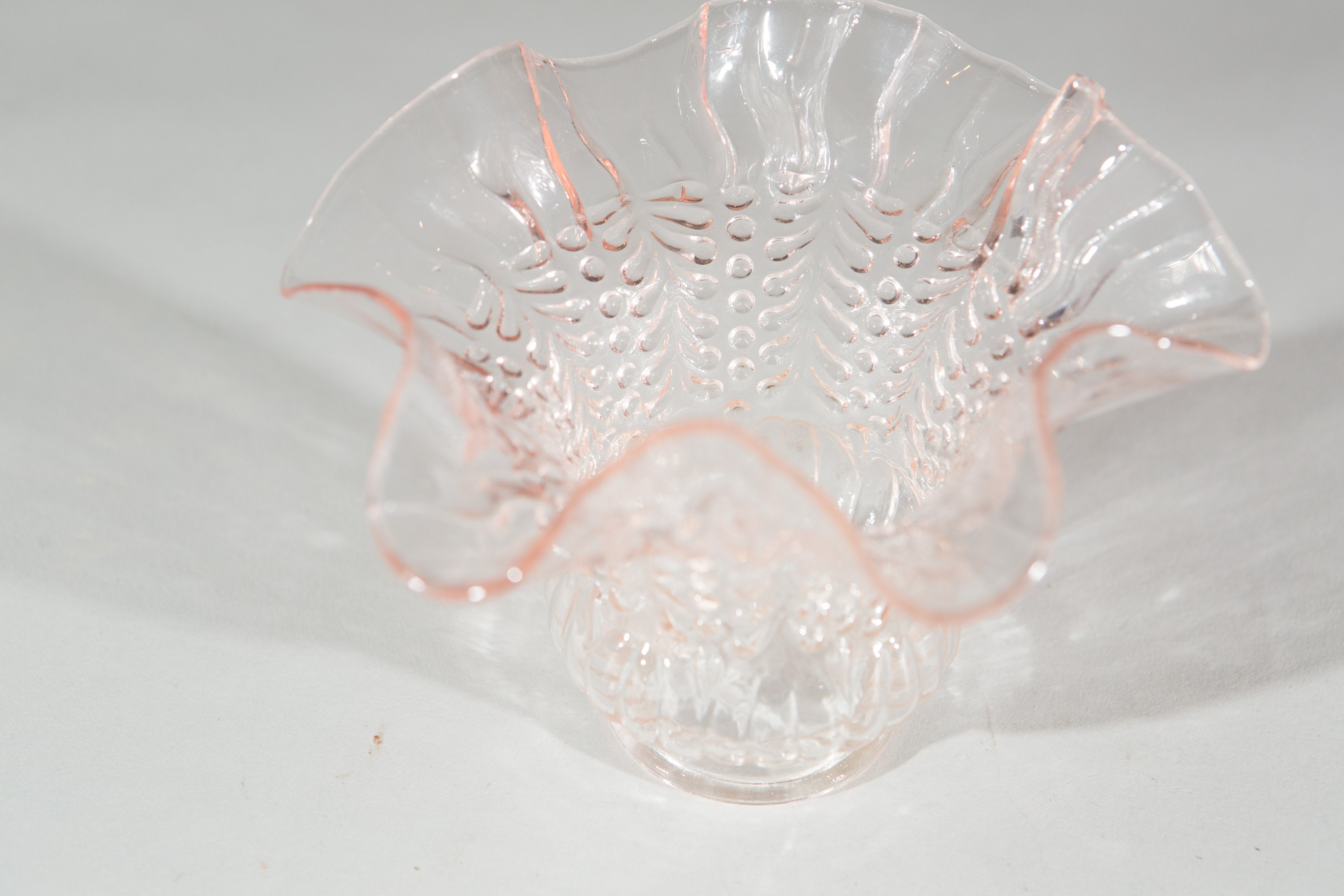 Vintage Pink Glass Lamp Shade Clear Bell Shaped Pressed Glass Pendant Chandelier Shade