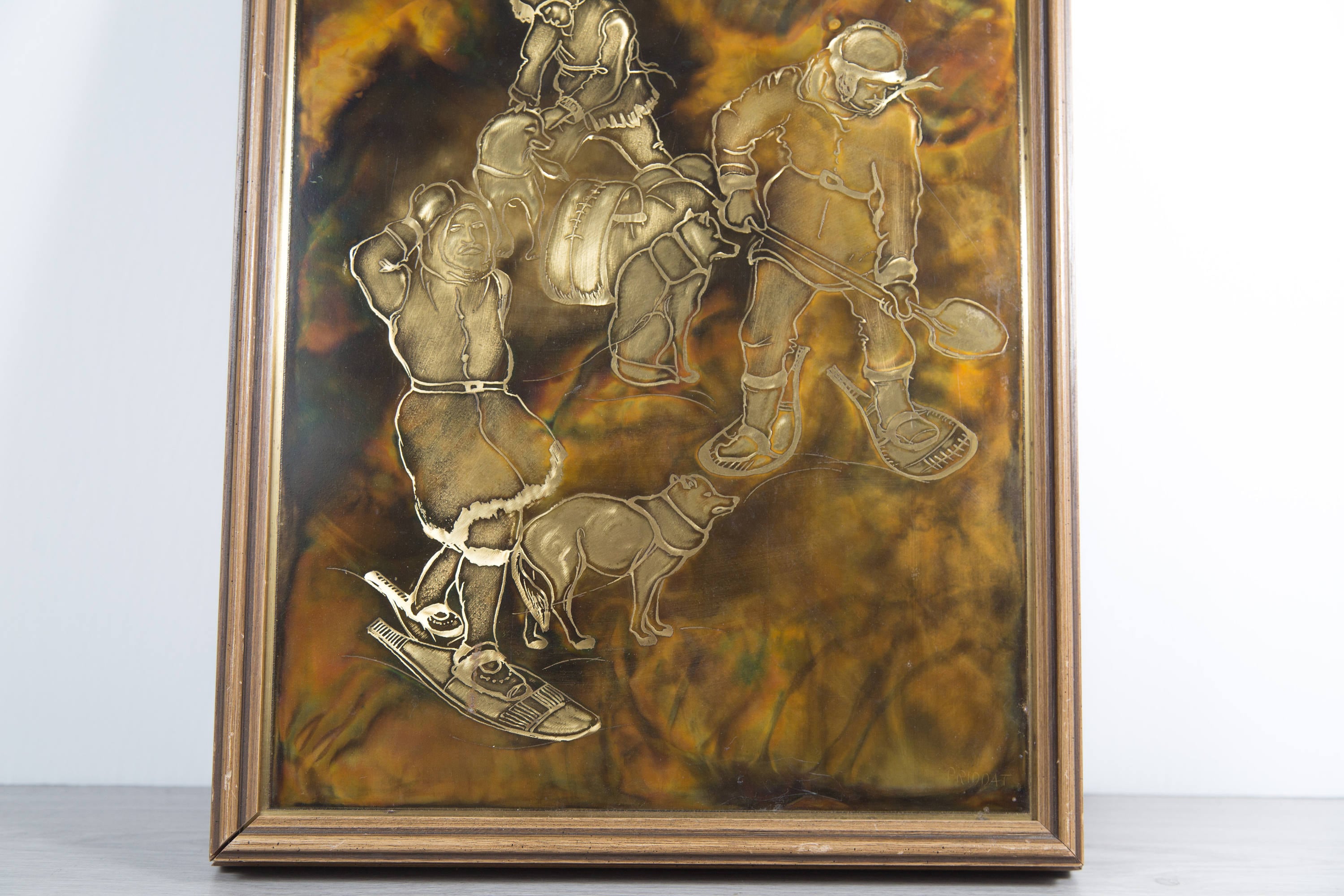 Vintage Inuit Engraving Copper Acid Etched Art Priddat's Studio