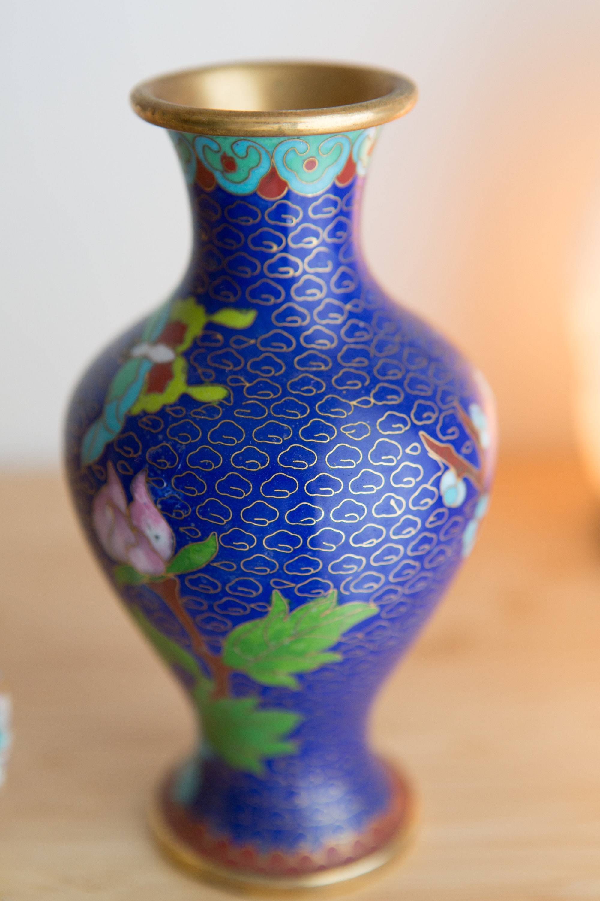 Japanese Cloisonné Vases and Egg Vintage Asian Metal