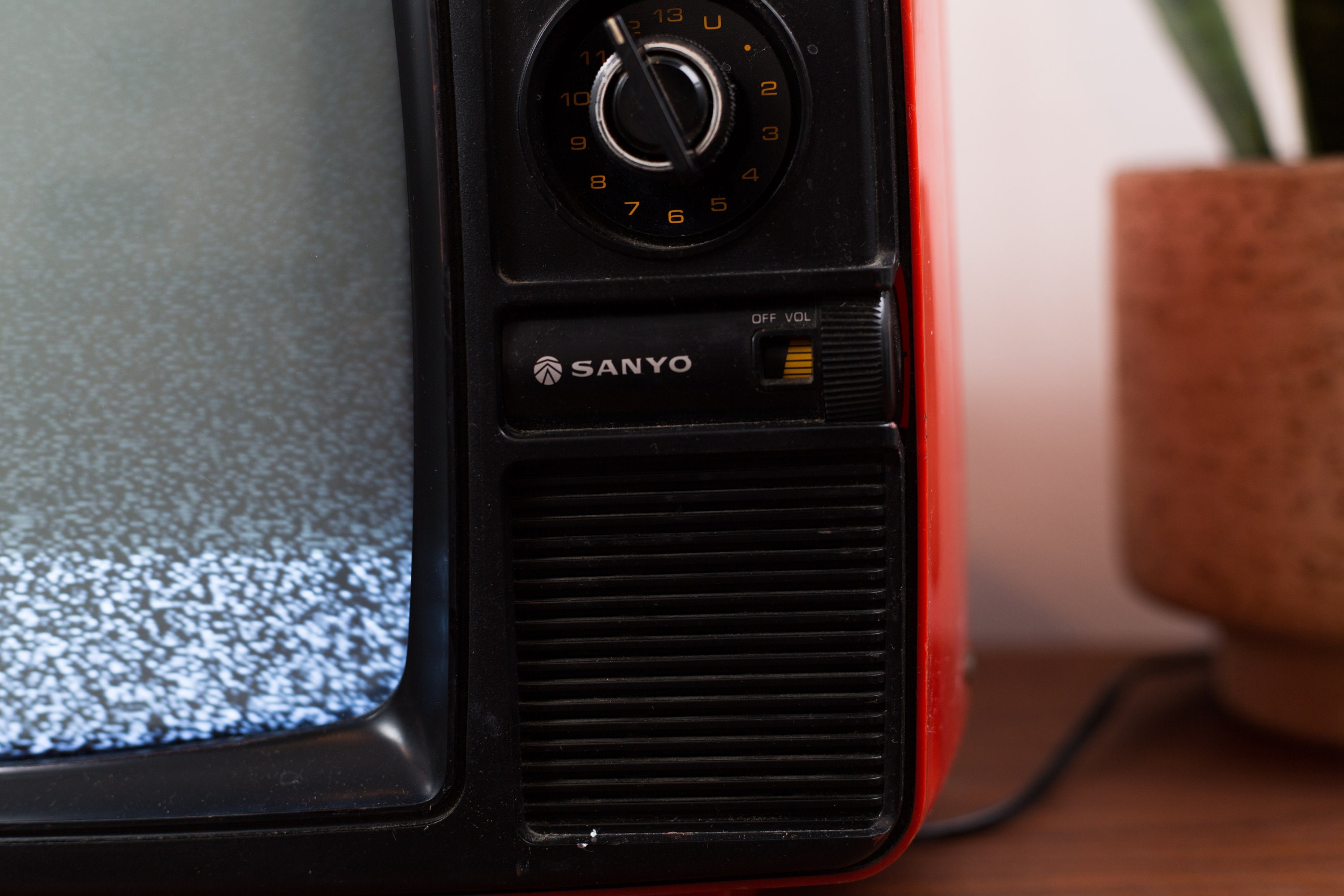 Vintage Orange Television Retro Small Sanyo Analogue TV Made in