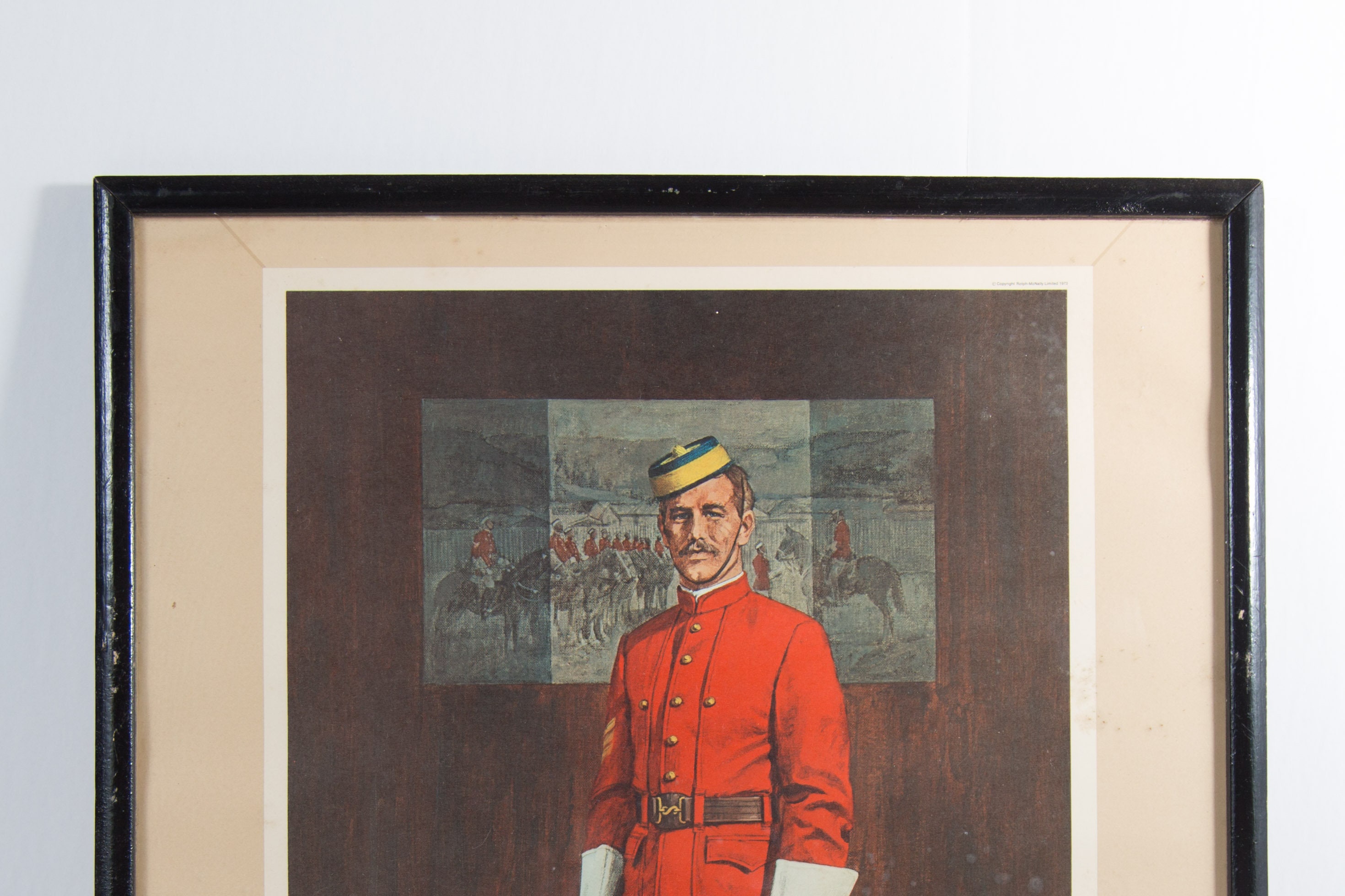 Northwest Mounted Police Lithograph Framed Canadian Mountie 1874