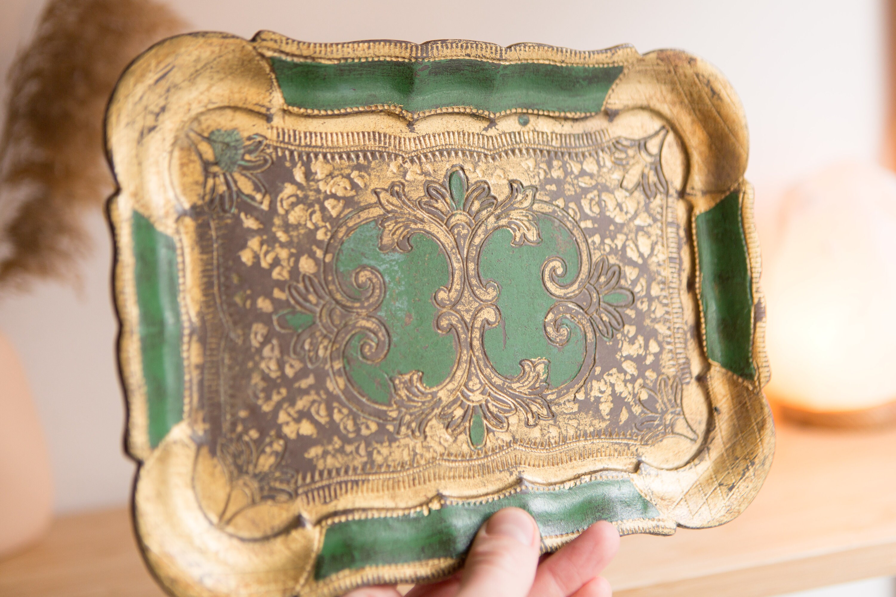 5 Decorative Trays Vintage Pewter, Brass, Aluminum, Silver Plate Tray