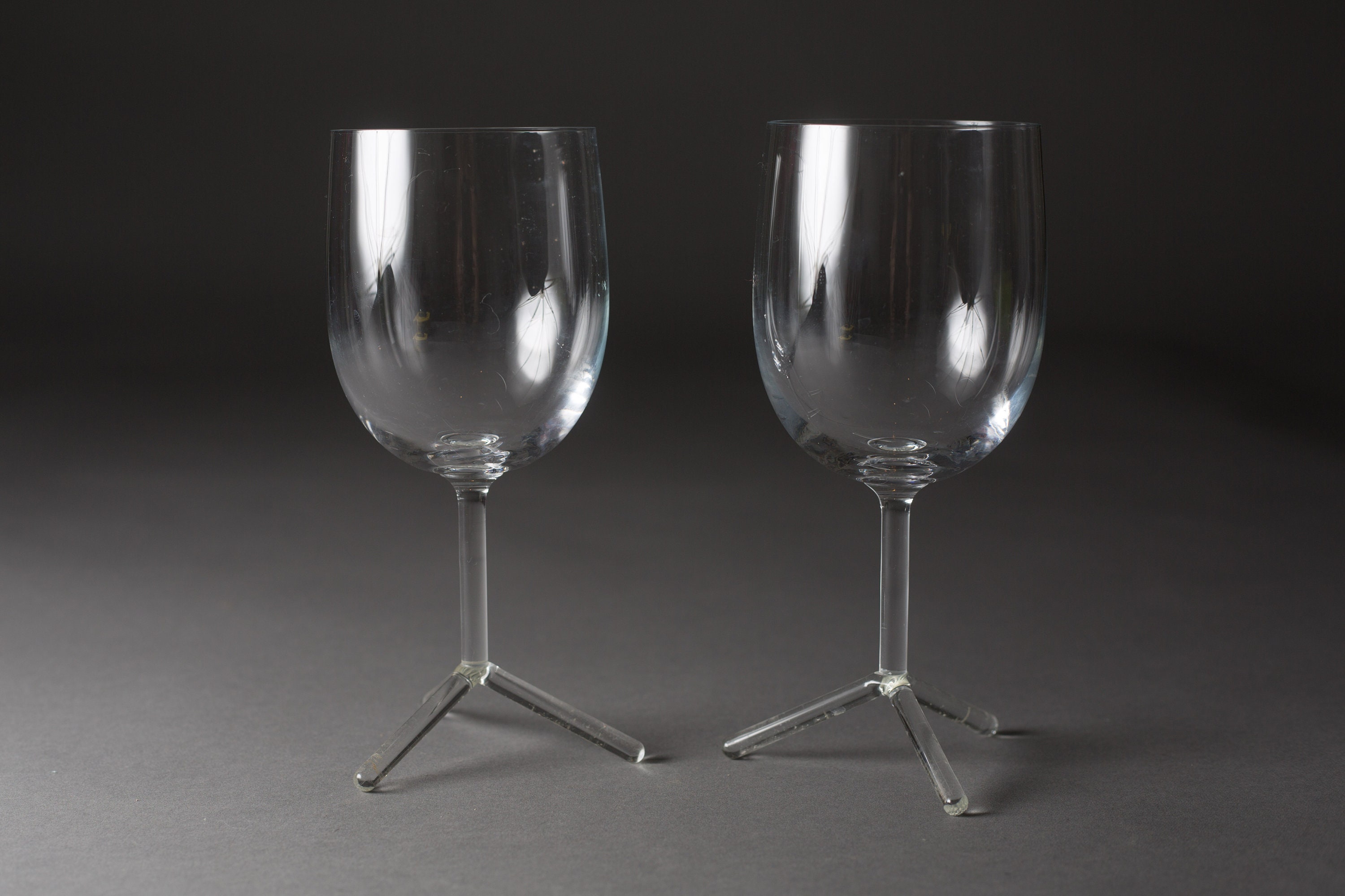 2 Vintage Wine Glasses Claw Footed Designer Cocktail Glasses
