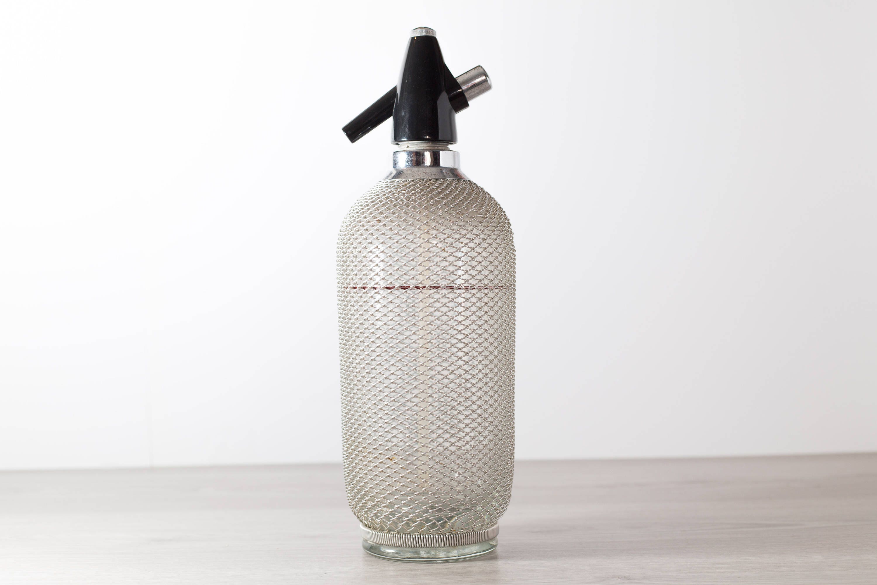 Vintage Seltzer Bottle Wire Mesh Soda Siphon Vintage Cocktail