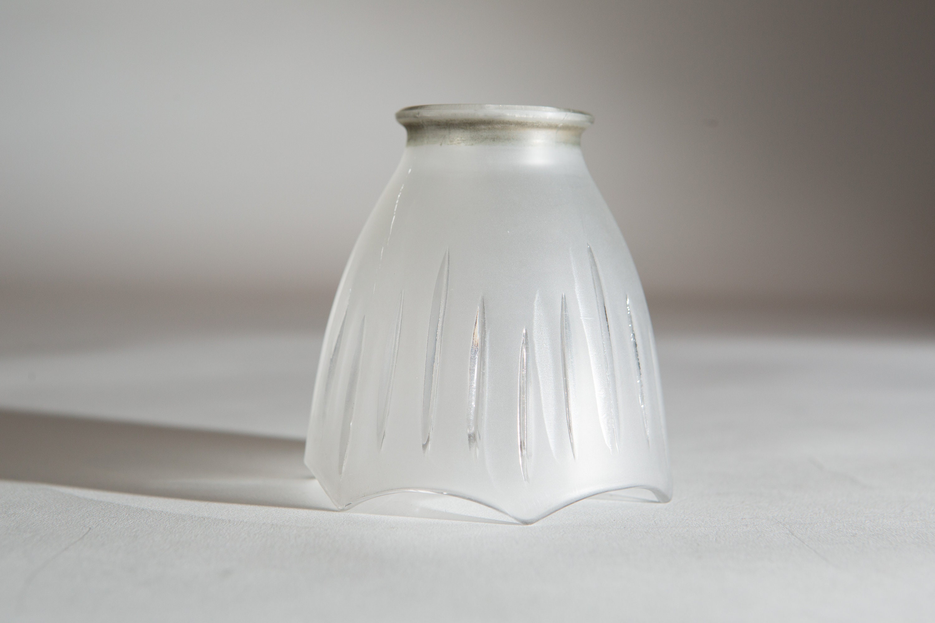 Vintage Glass Lamp Shade Clear Bell Shaped Pressed Glass Pendant