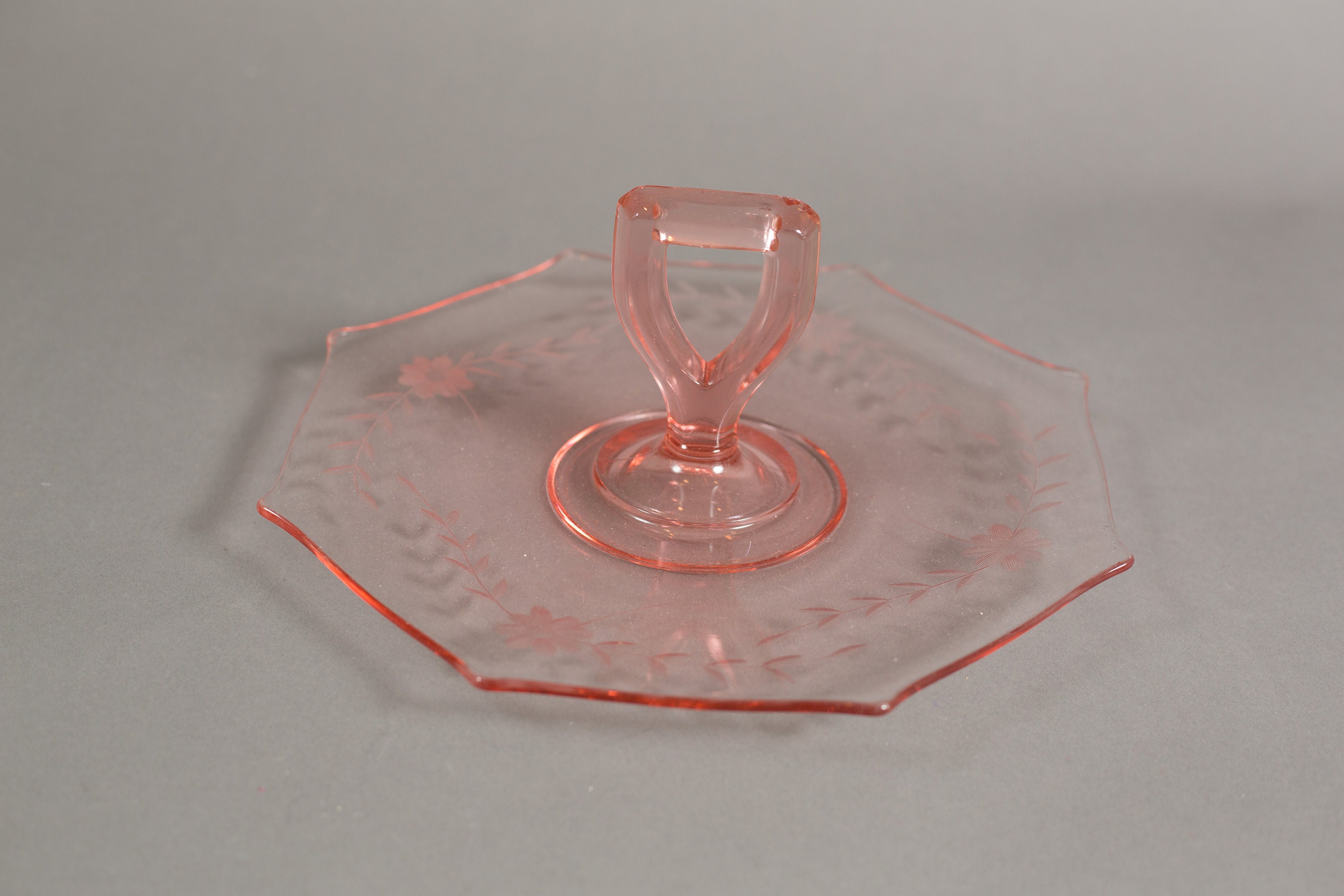 Pink Glass Serving Dish Antique Depression Glass Plate Vintage