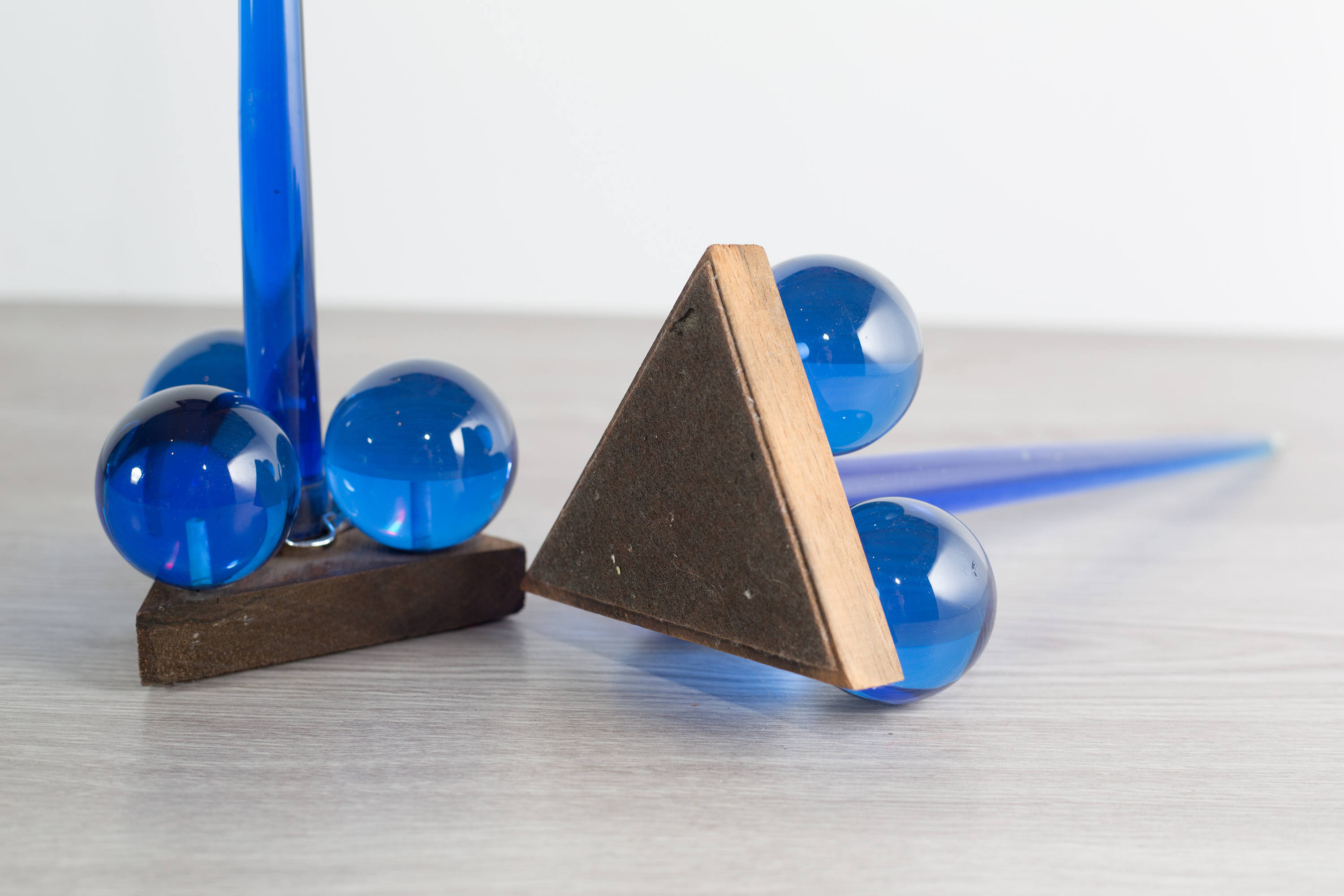 Resin Candles with Balls / Pair of vintage Blue Resin Decorative