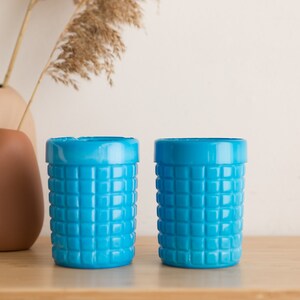 Antique EAPG Turquoise Blue Glass Tumblers Vintage Collectible Early American Victorian Kitchenware image 2