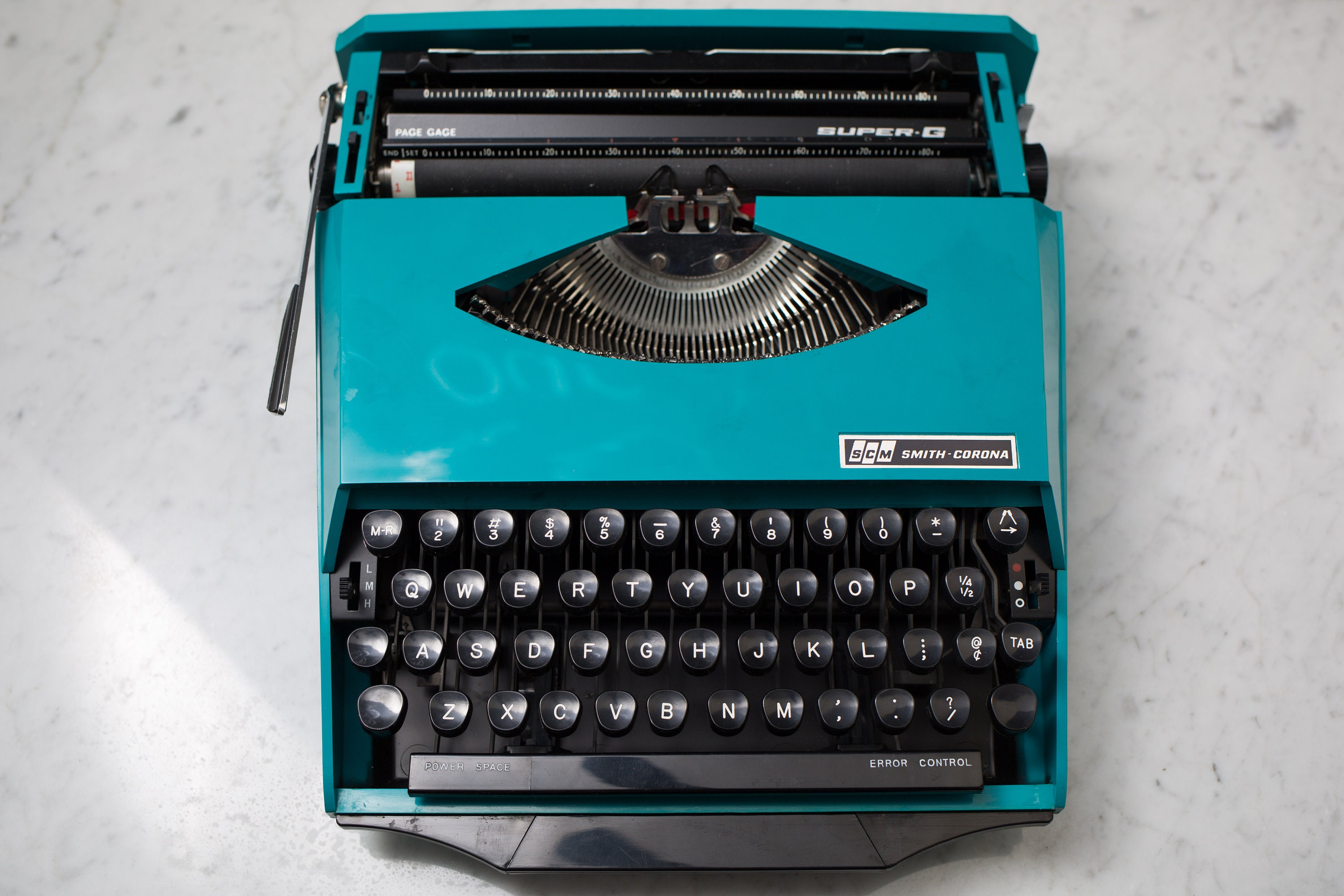 Smith Corona Super G Typewriter Vintage WORKING Teal Turquoise
