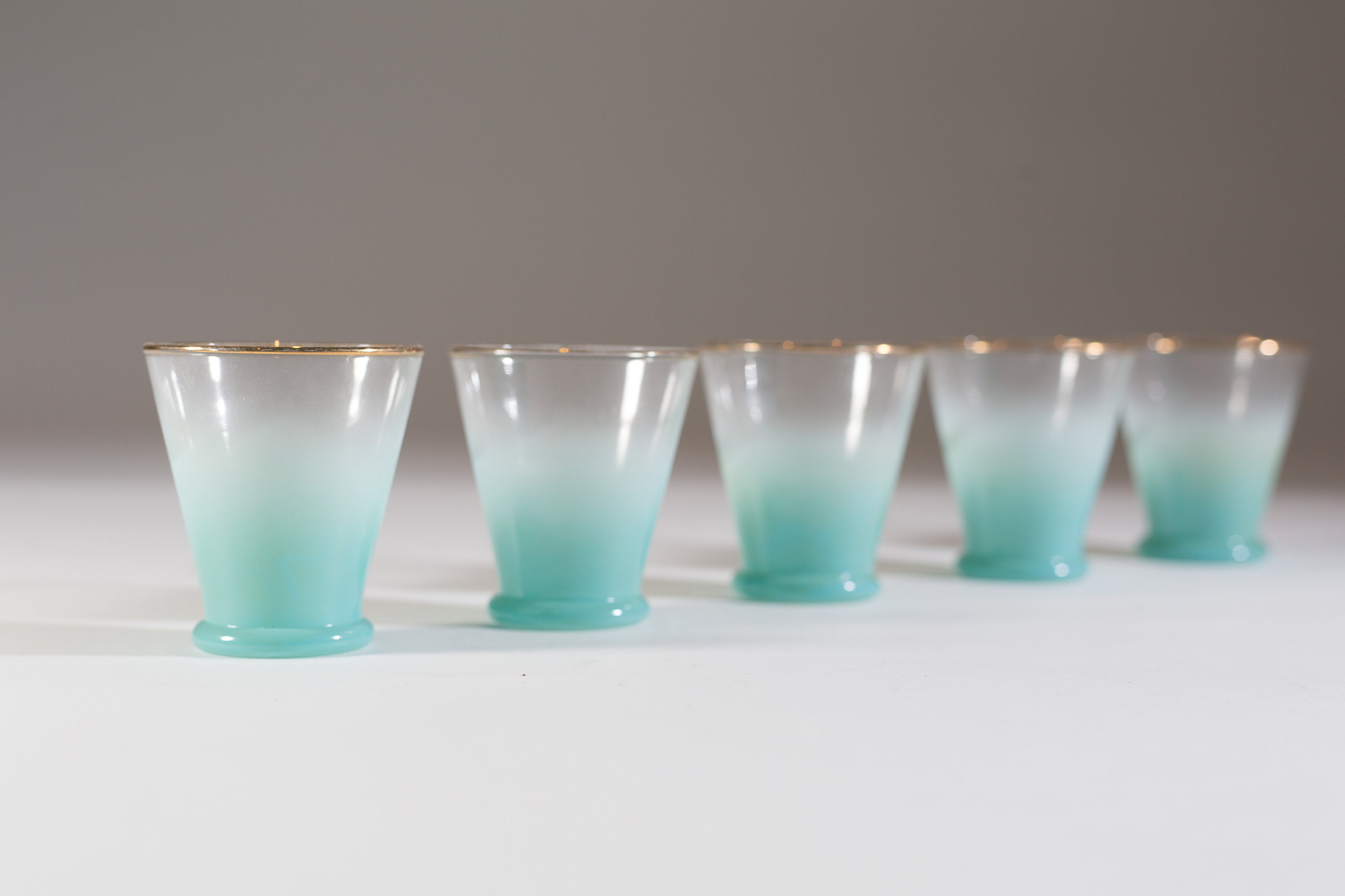 Ombre Cocktail Glasses Small 4oz West Virginia BLENDO Glass Baby Blue