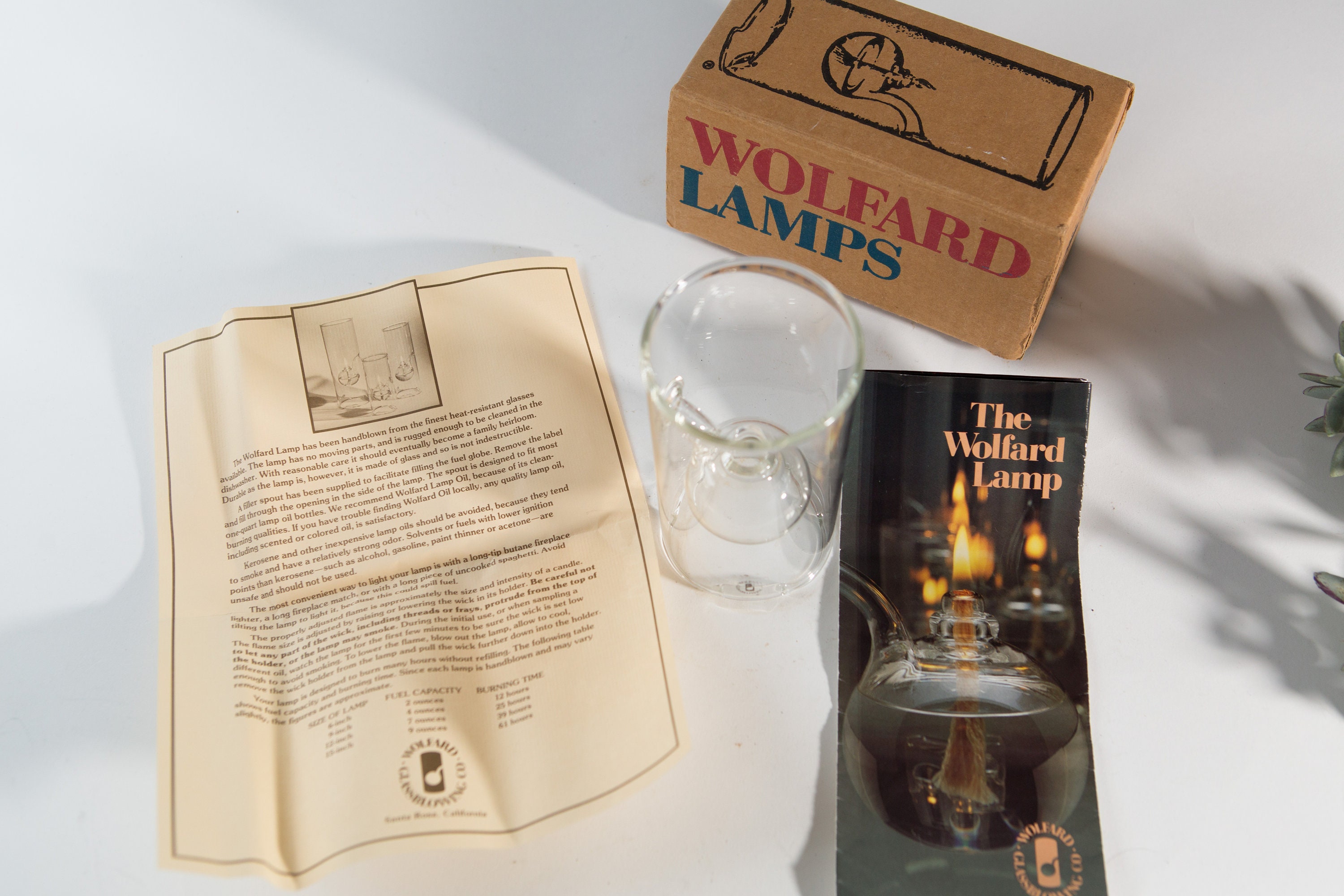 Wolfard Oil Lamp Handblown Glass Oil Lamp Vintage Wick Lanterns