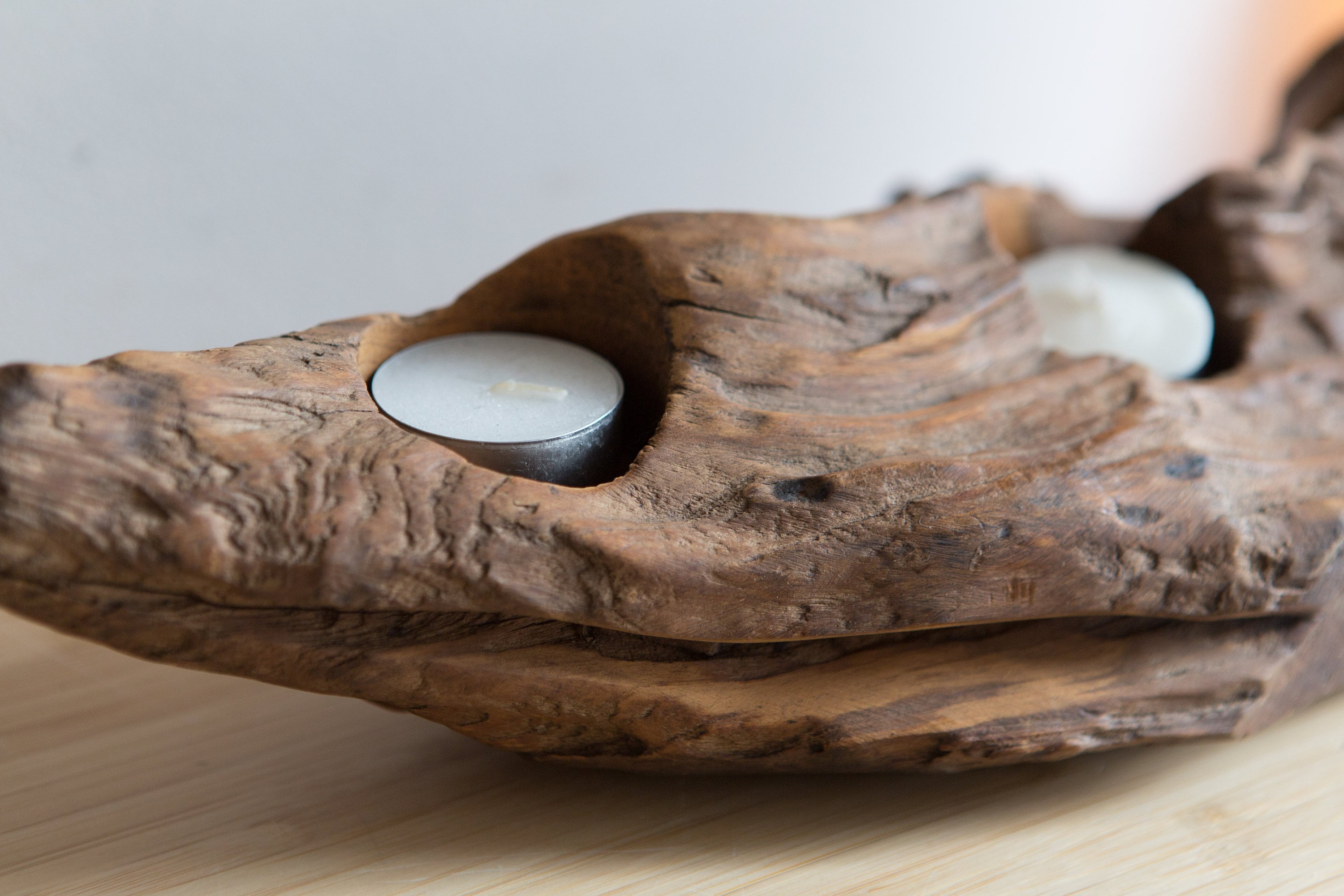 Vintage Driftwood Votive Candle Holders Rustic Modern Handmade Canadian Country Cabin Decor