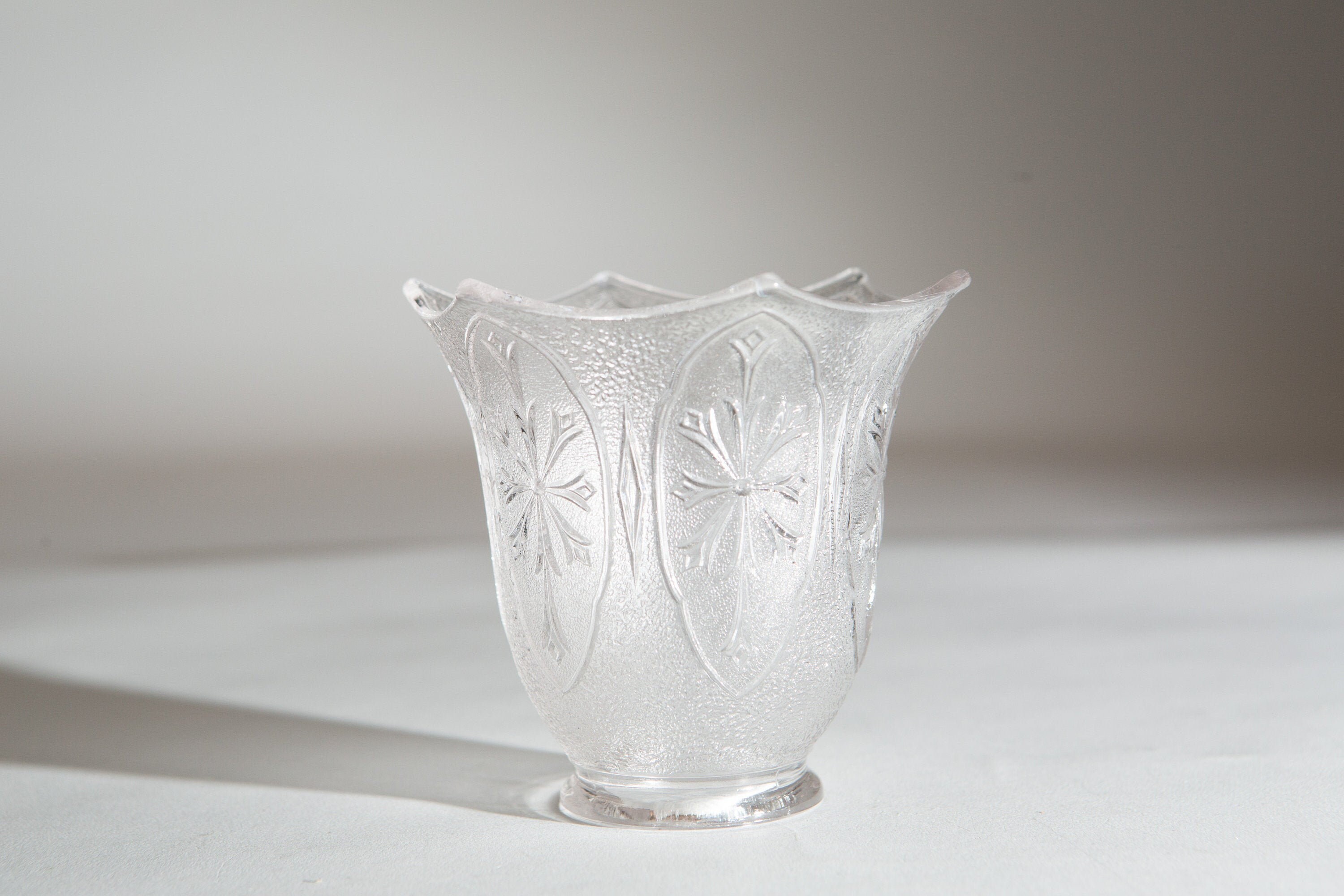 Vintage Glass Lamp Shade Clear Bell Shaped Pressed Glass Pendant