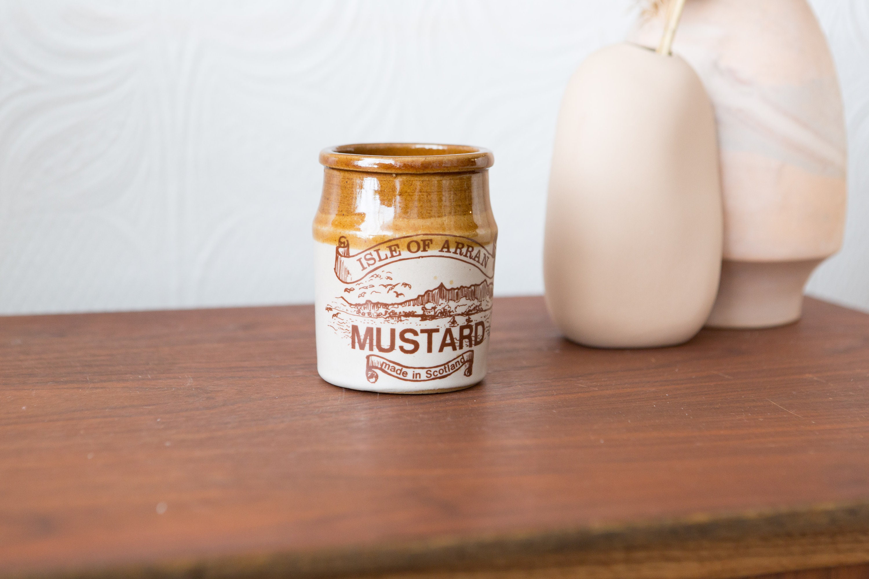 Vintage Mustard Jar Isle of Arran Scottish Stoneware Ceramic