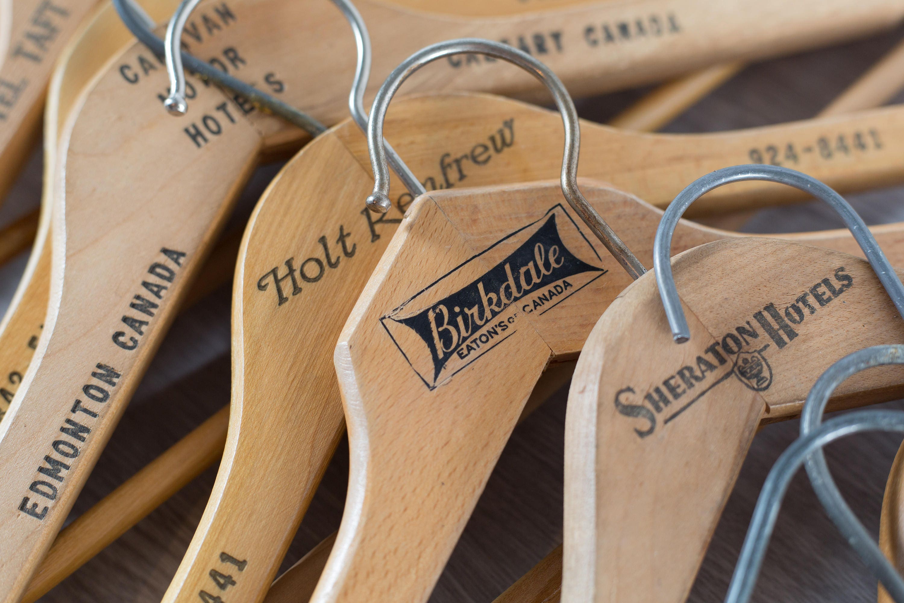 Wooden Fur Coat Hangers / Set of 12 Vintage Clothing Hangers from