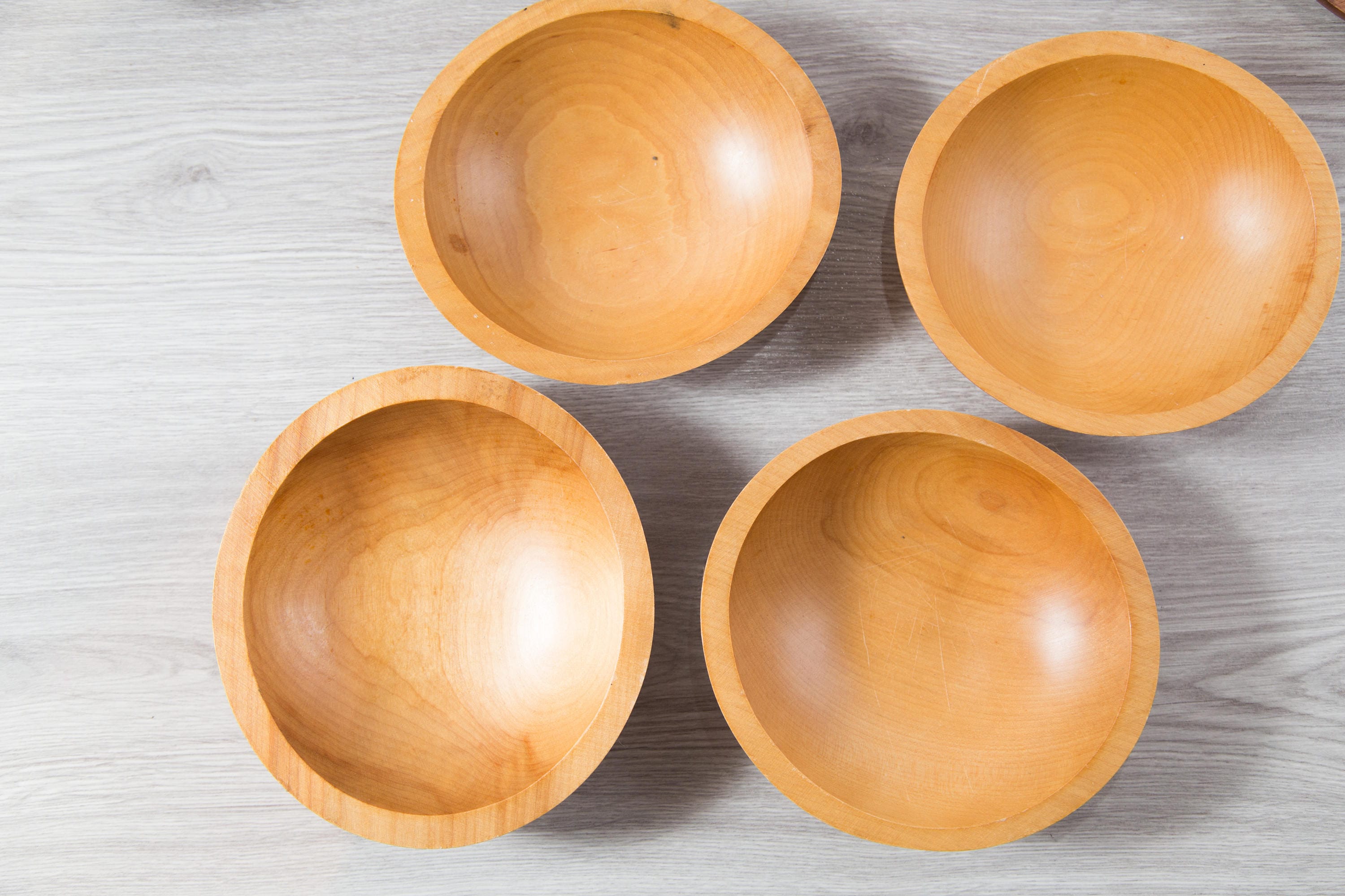 Wood Salad Bowl 1 piece 1960's Vintage Solid Maple Wood Baribocraft