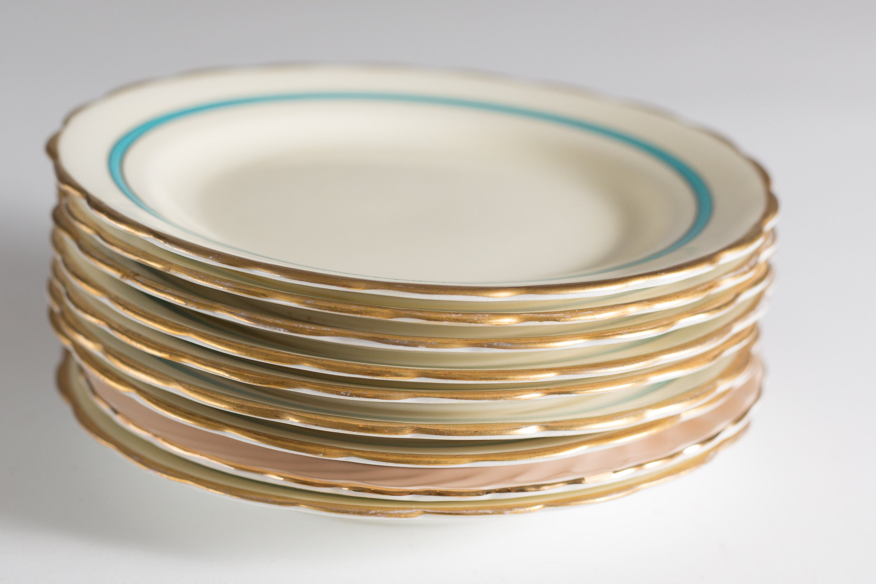8 New Chelsea Staffs Side Plates - Blue, Gold and White Antique Bread Which Side Is The Bread Plate On