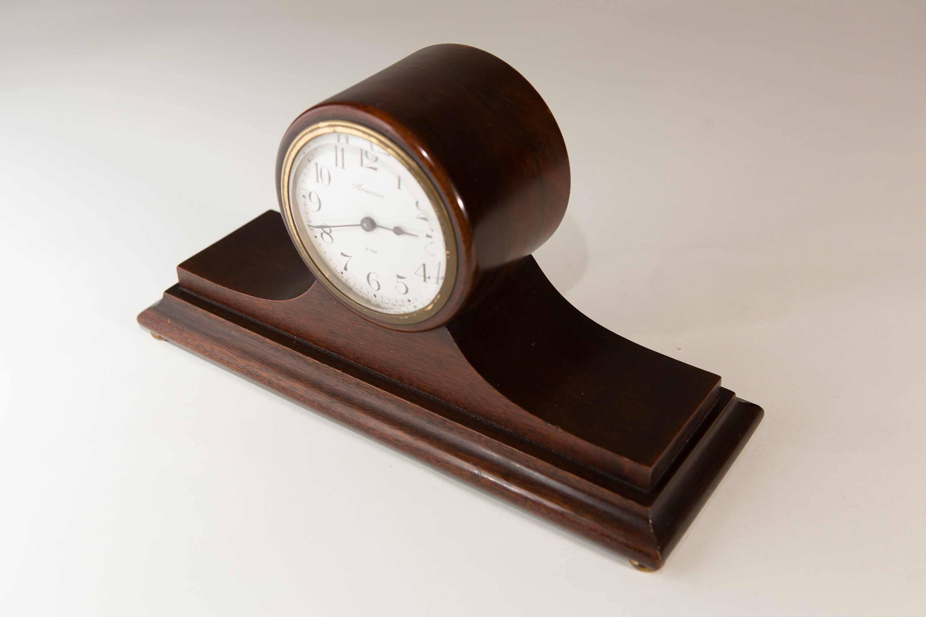 Vintage Wind up Clock WORKING Antique Wood 8day Ansonia Mantle Clock