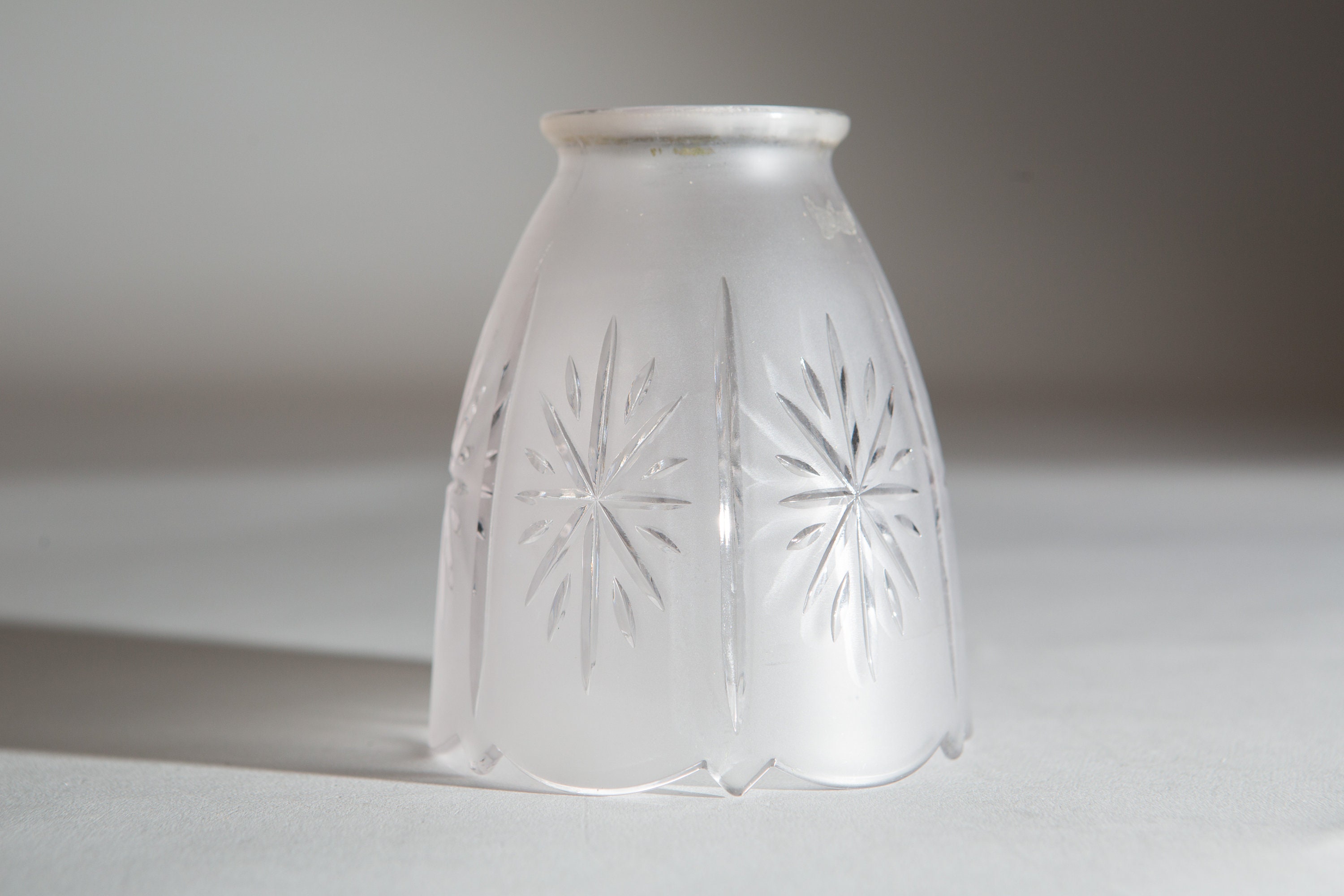 Vintage Glass Lamp Shade Clear Bell Shaped Pressed Glass Pendant