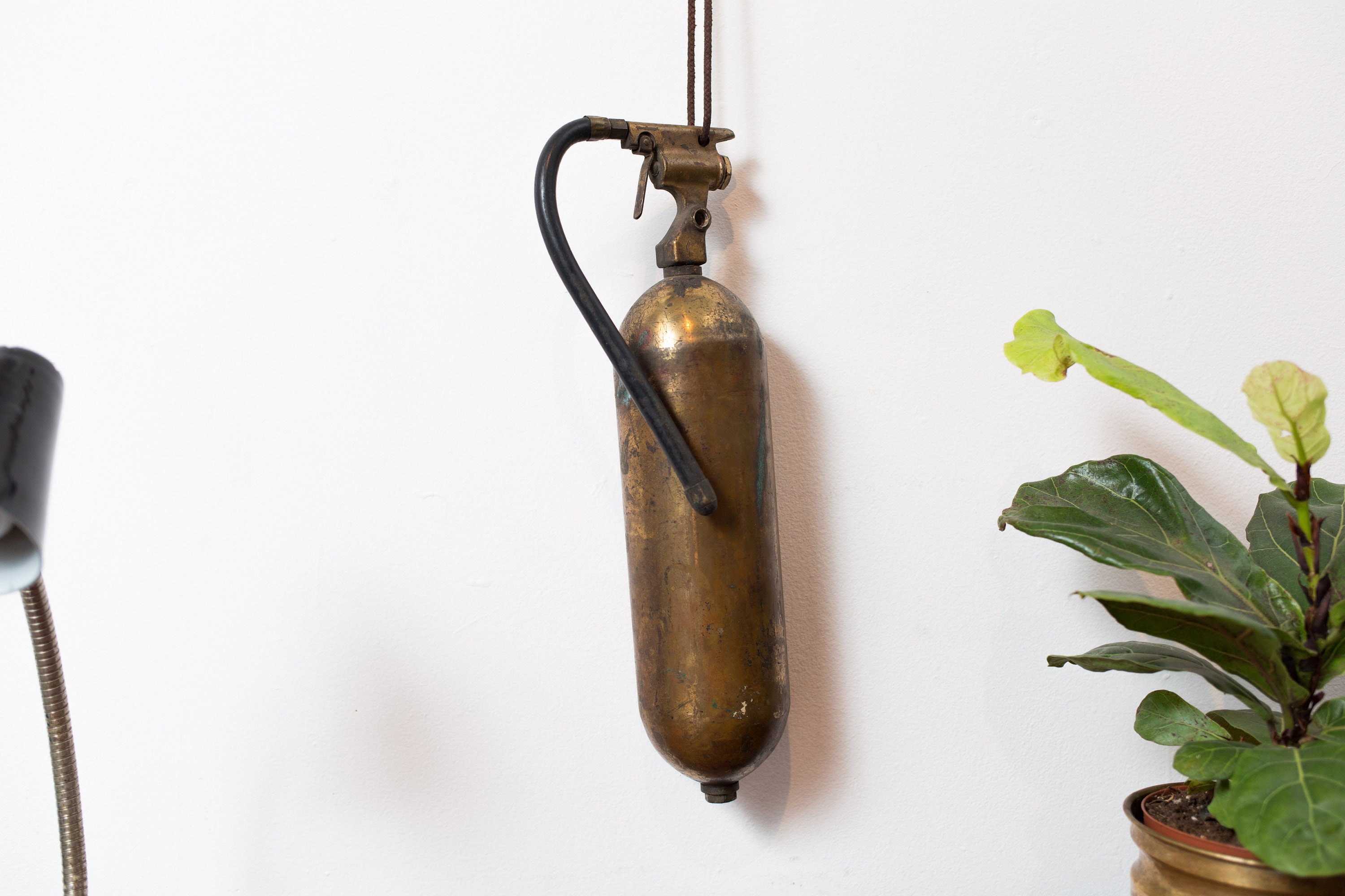Antique Brass Fire Hydrant with Rope Decorative Wall Art Steampunk