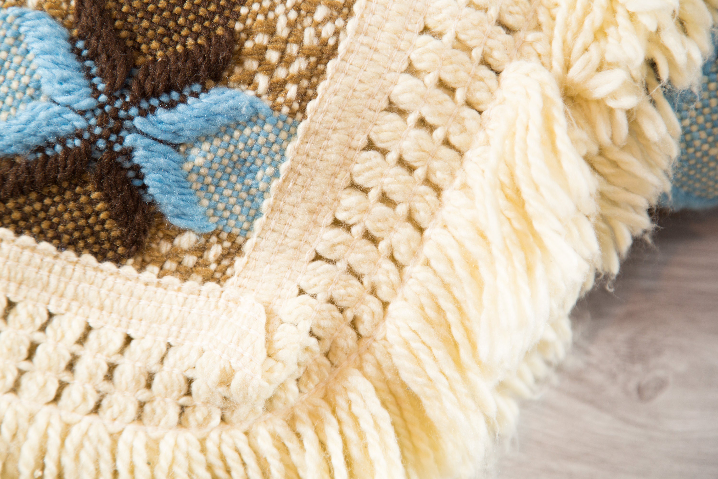 Vintage Woven Blanket / Large Quilted StyleGeometric Diamond Blue and