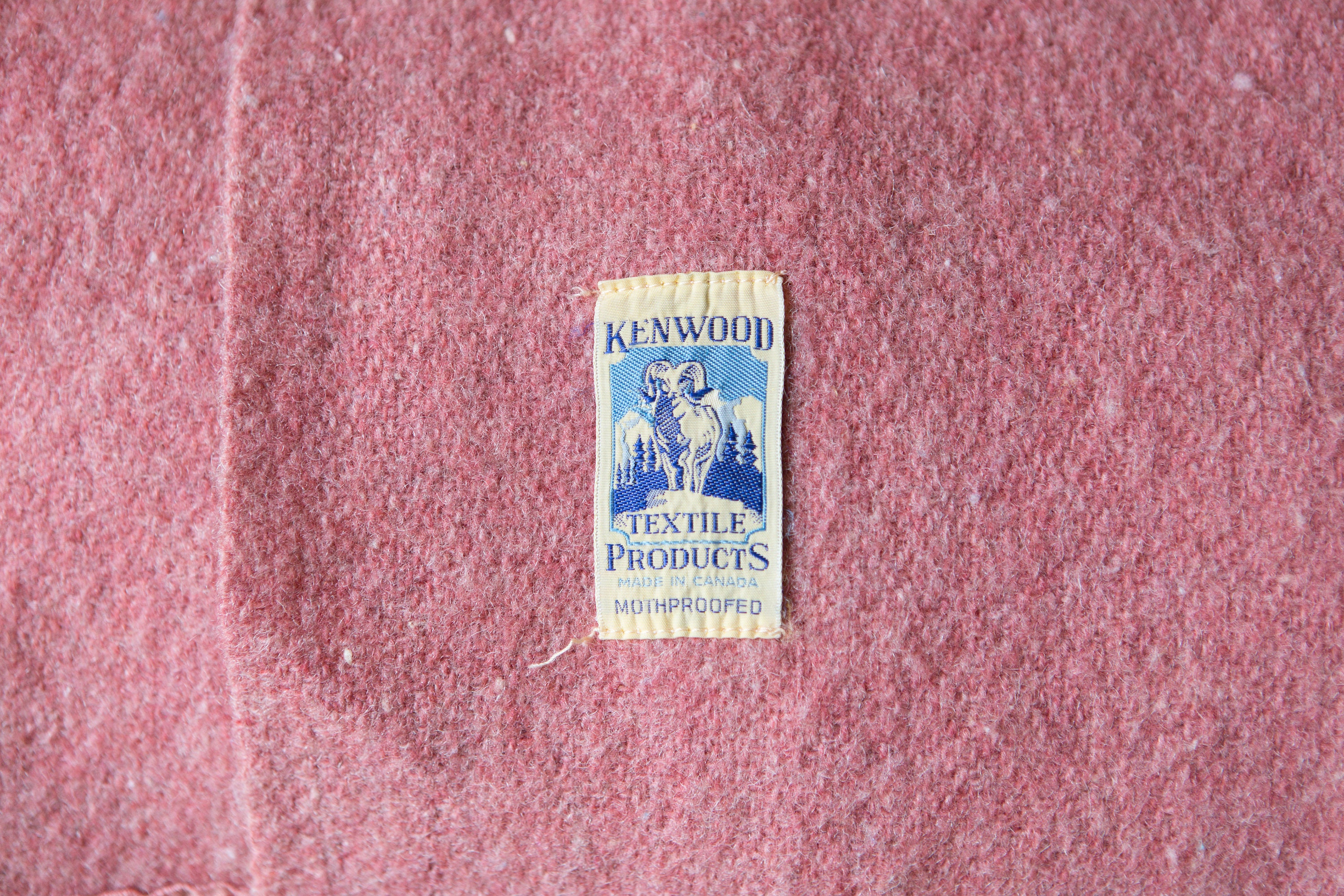 Pink Wool Blanket Large Vintage Kenwood All Virgin Wool Made in