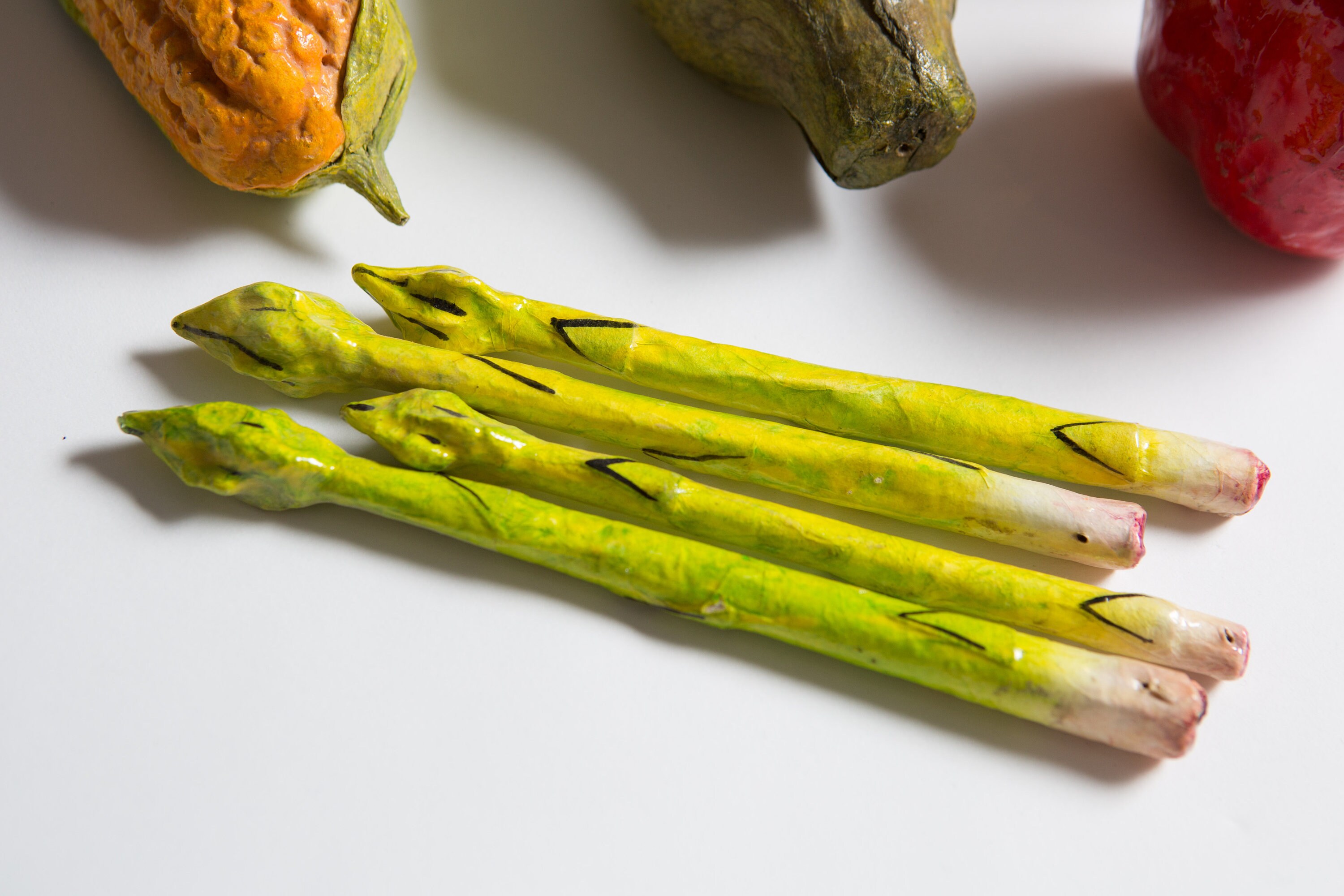 Paper Mache Vegetables 10piece Set of Vintage Handmade and Painted Mexican Folk Art Veggies