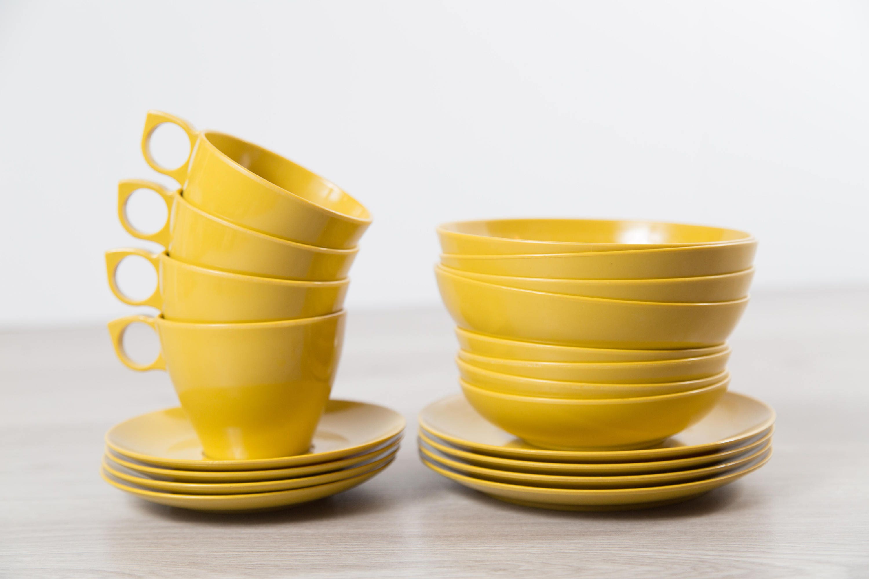 Vintage Melamine Teacup 20piece Set Melmac Curry Saffron Mustard