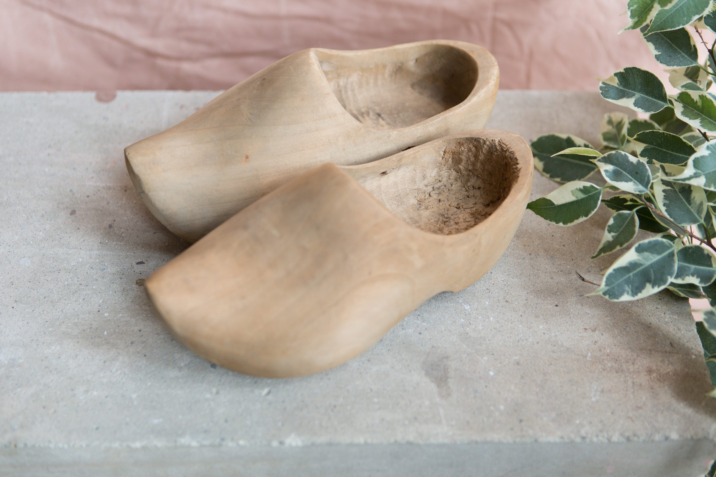 Vintage Wood Shoes Dutch Wooden Clogs Wood Plant Display Wooden