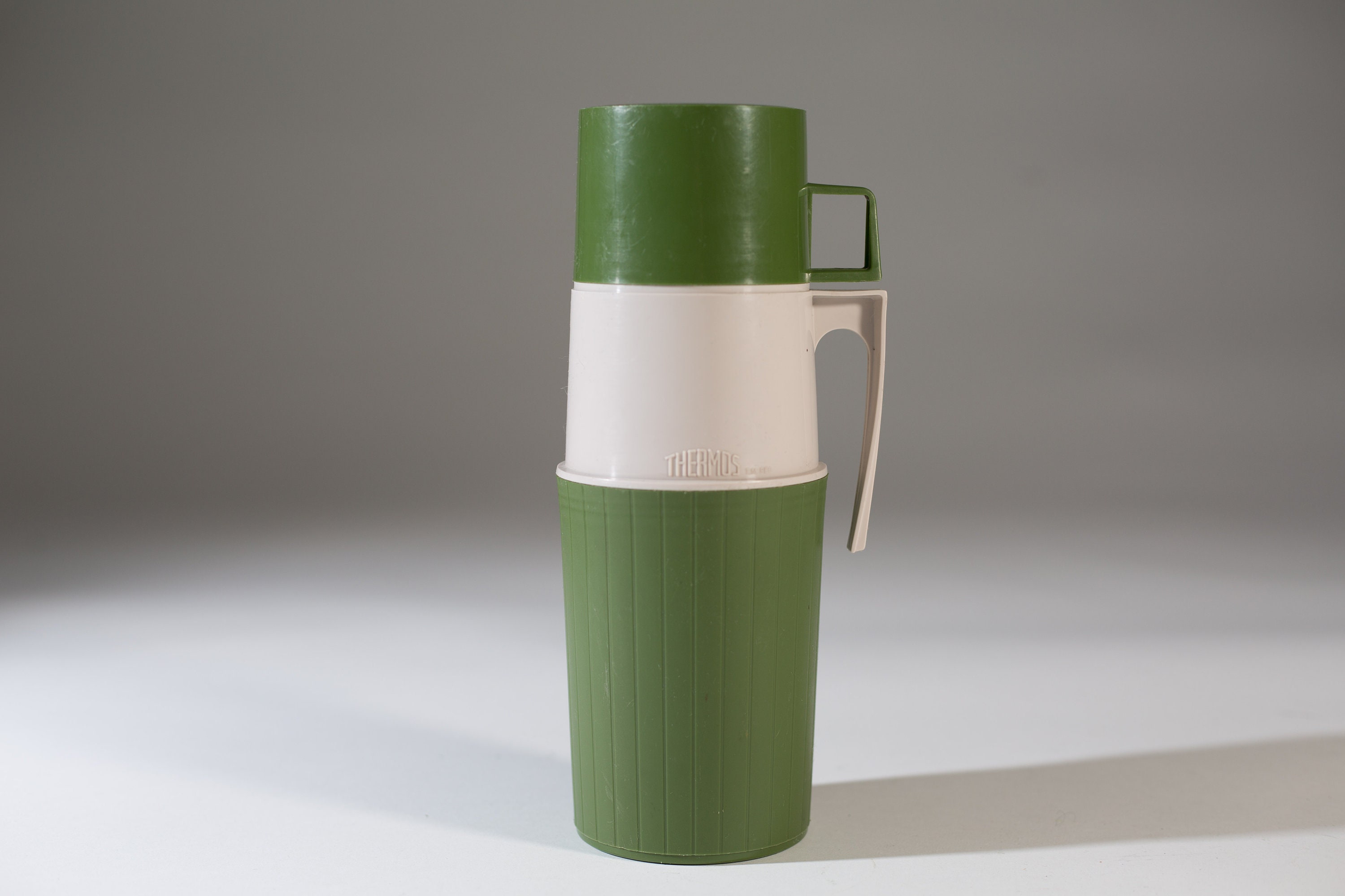 vintage thermos vacuum bottle Green Colored Dipped Glass Lined Vacuum